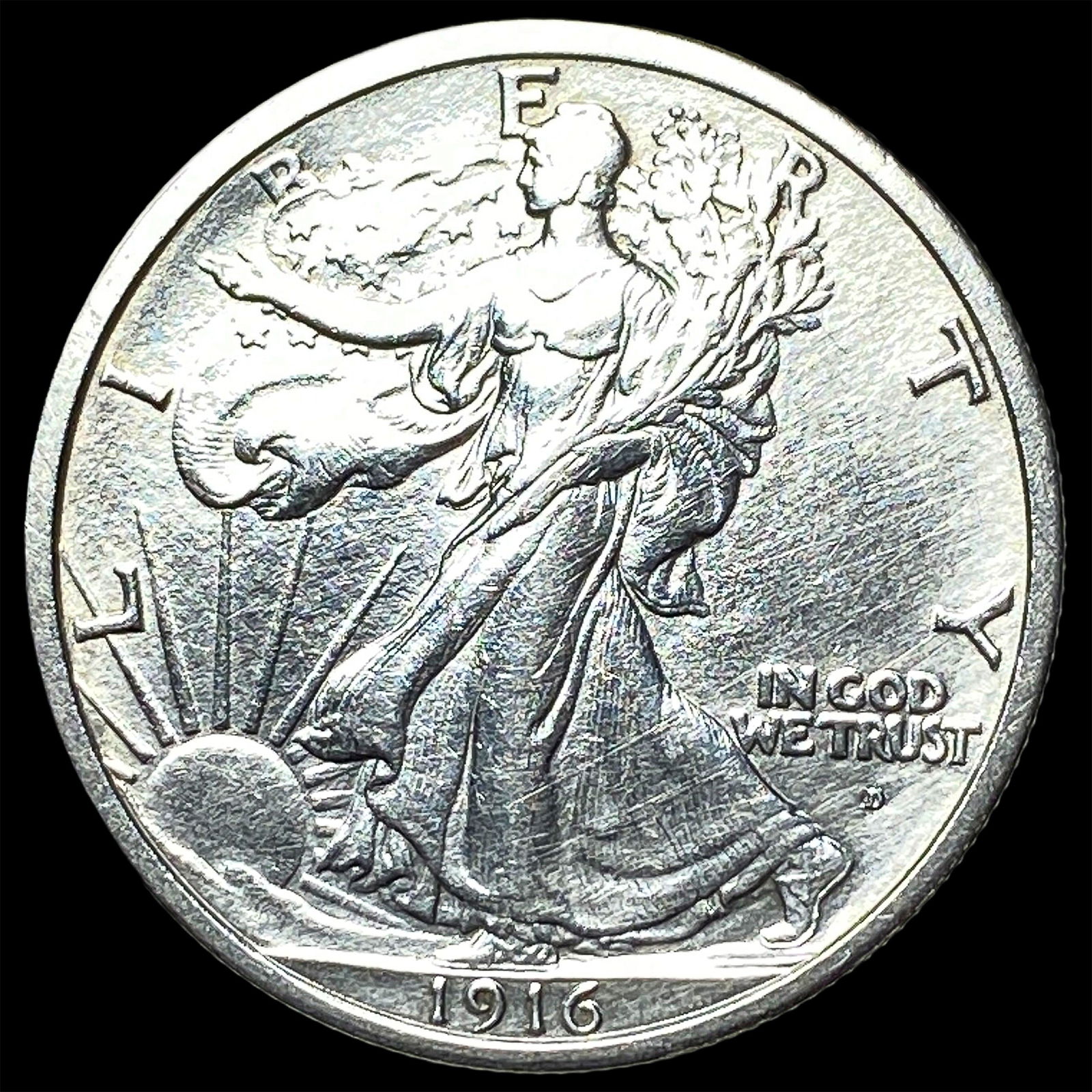 1916-D Silver Walking Liberty Half Dollar CHOICE AU (1 of 2)