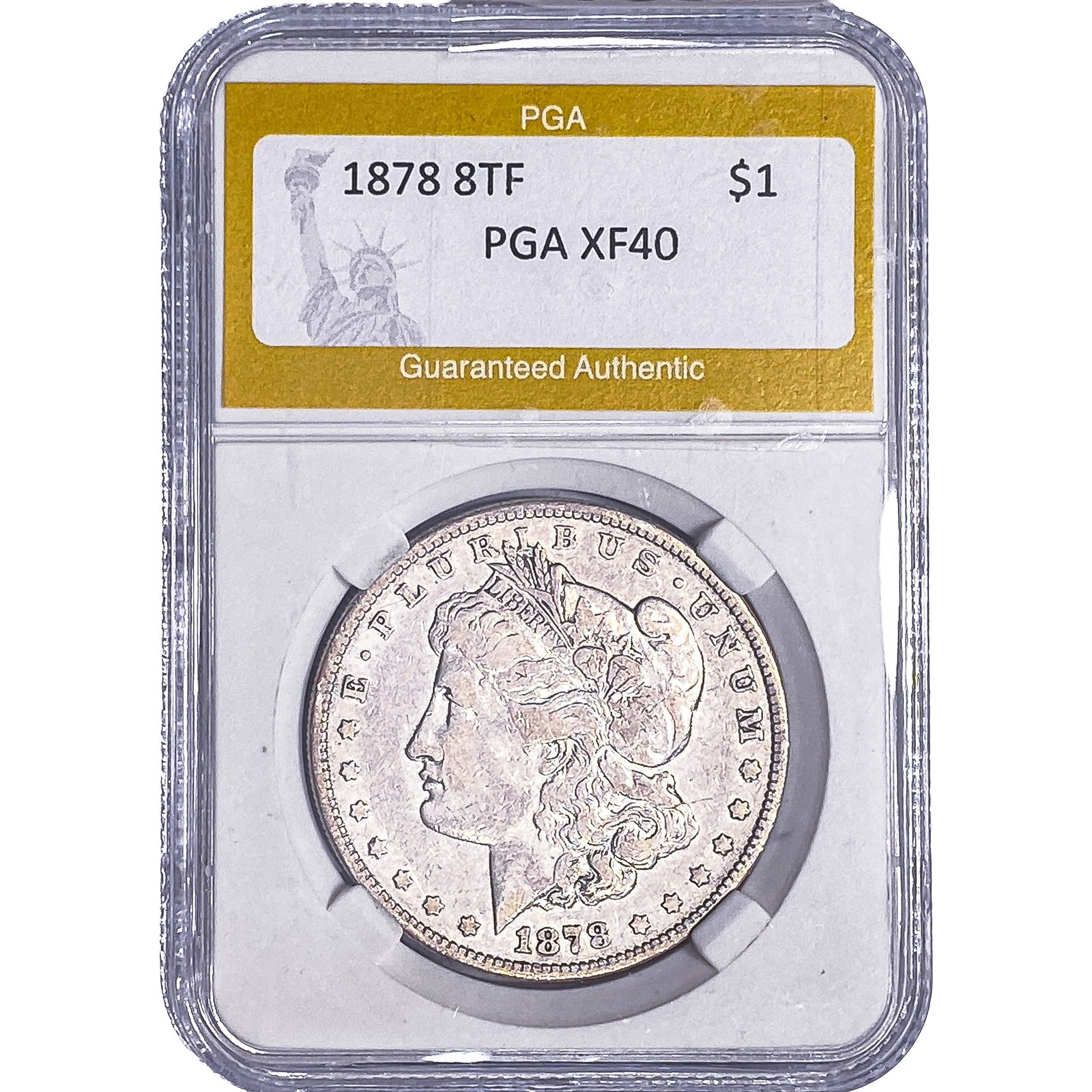 1878 8TF Morgan Silver Dollar PGA XF40: 1878 8TF Morgan Silver Dollar PGA XF40