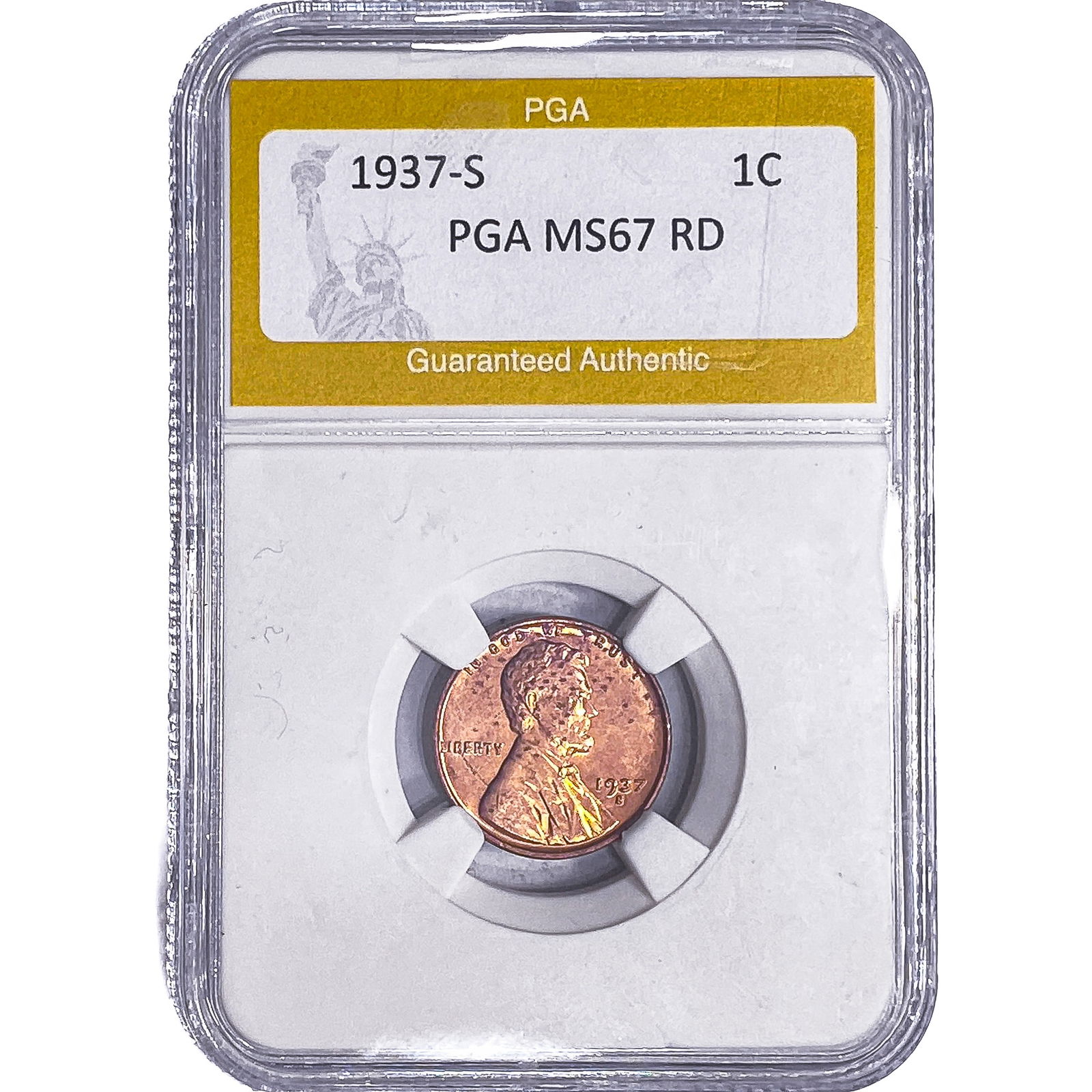 1937-S Wheat Cent PGA MS67 RD: 1937-S Wheat Cent PGA MS67 RD