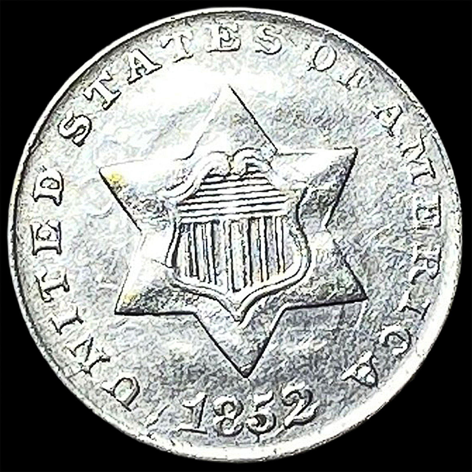 1852 Silver Three-Cent Piece CHOICE AU: 1852 Silver Three-Cent Piece CHOICE AU