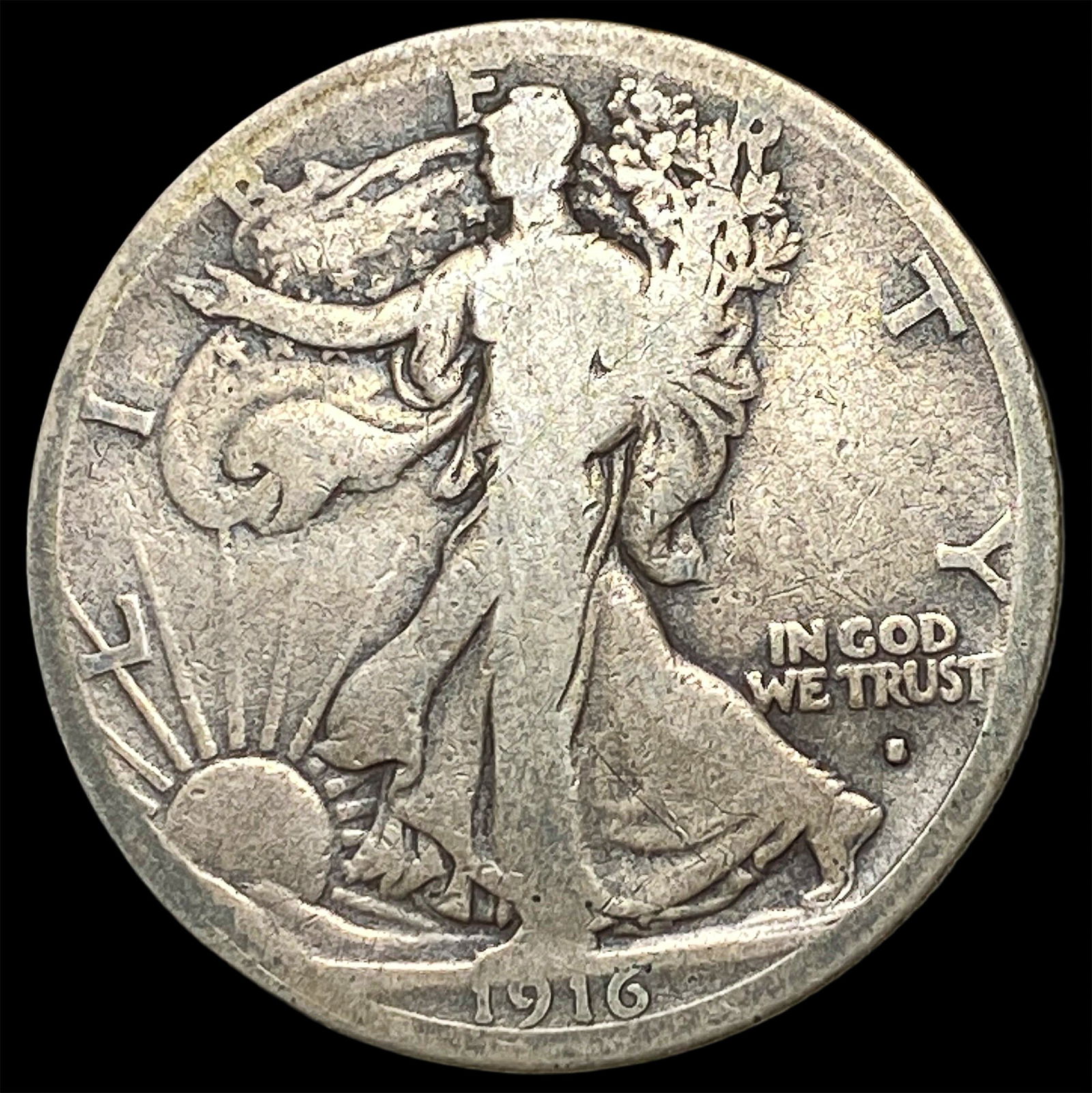 1916-S Walking Liberty Half Dollar LIGHTLY CIRCULATED: 1916-S Walking Liberty Half Dollar LIGHTLY CIRCULATED