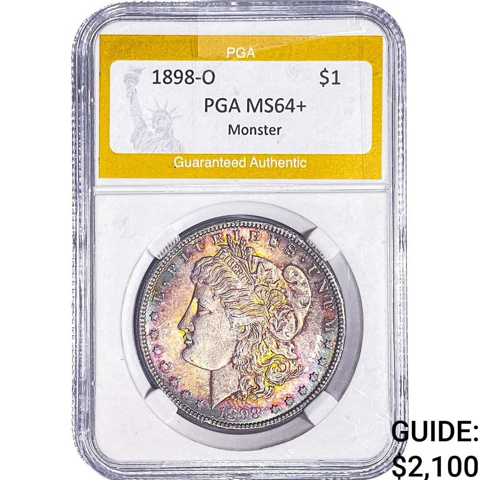 1898-O Morgan Silver Dollar PGA MS64+ Monster: 1898-O Morgan Silver Dollar PGA MS64+ Monster