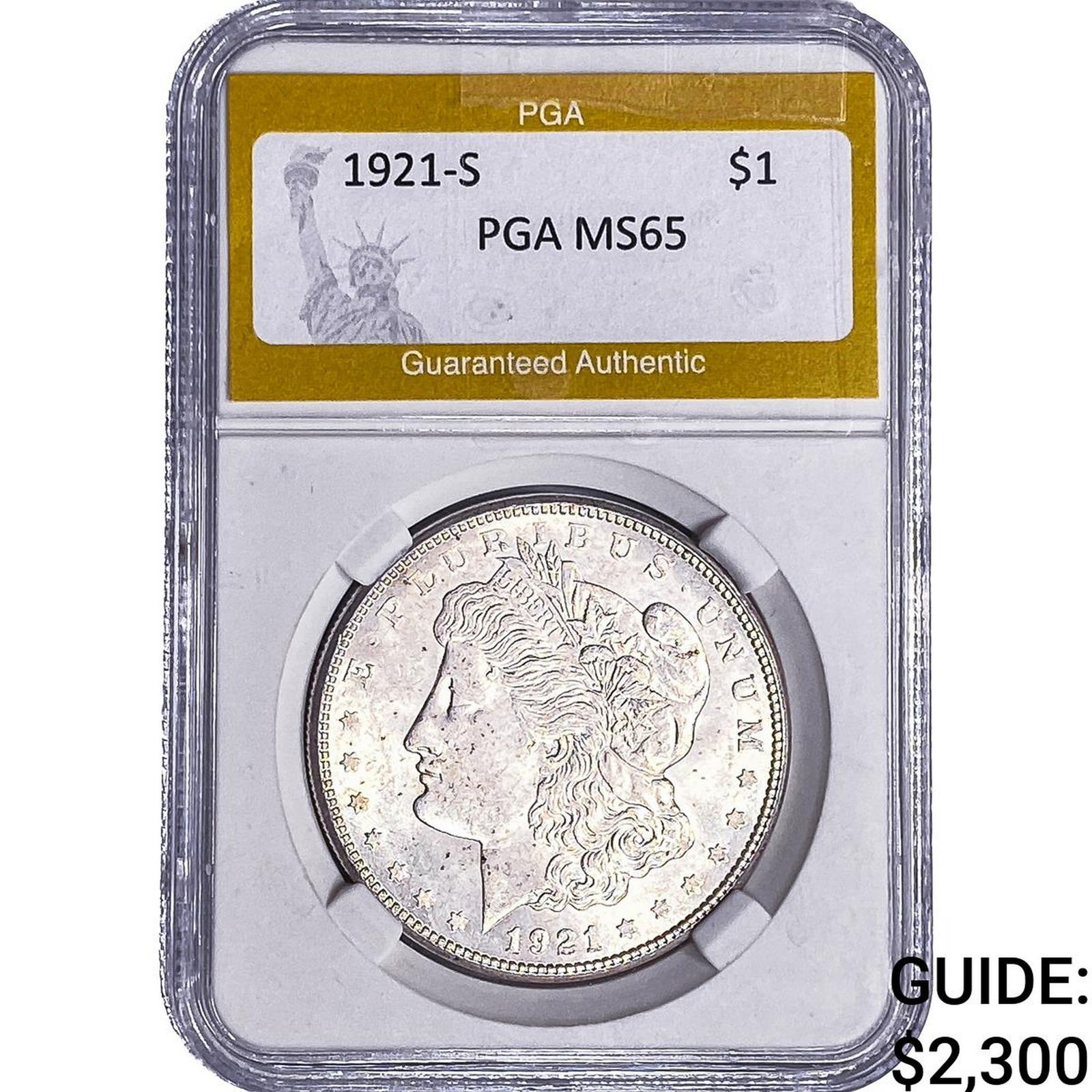 1921-S Morgan Silver Dollar PGA MS65: 1921-S Morgan Silver Dollar PGA MS65