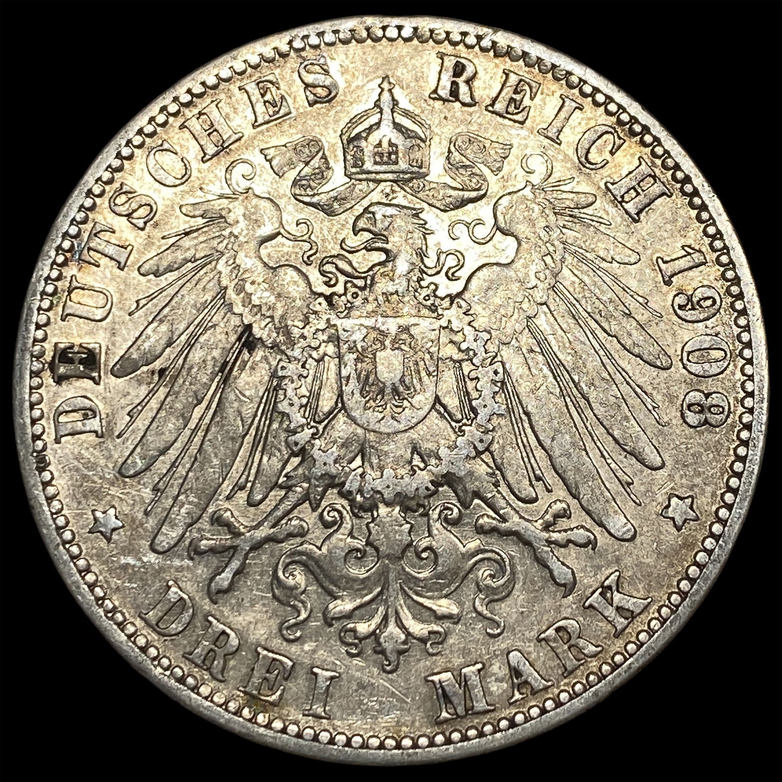 1908-A Germany Silver 3 Marks CLOSELY UNCIRCULATED - 2