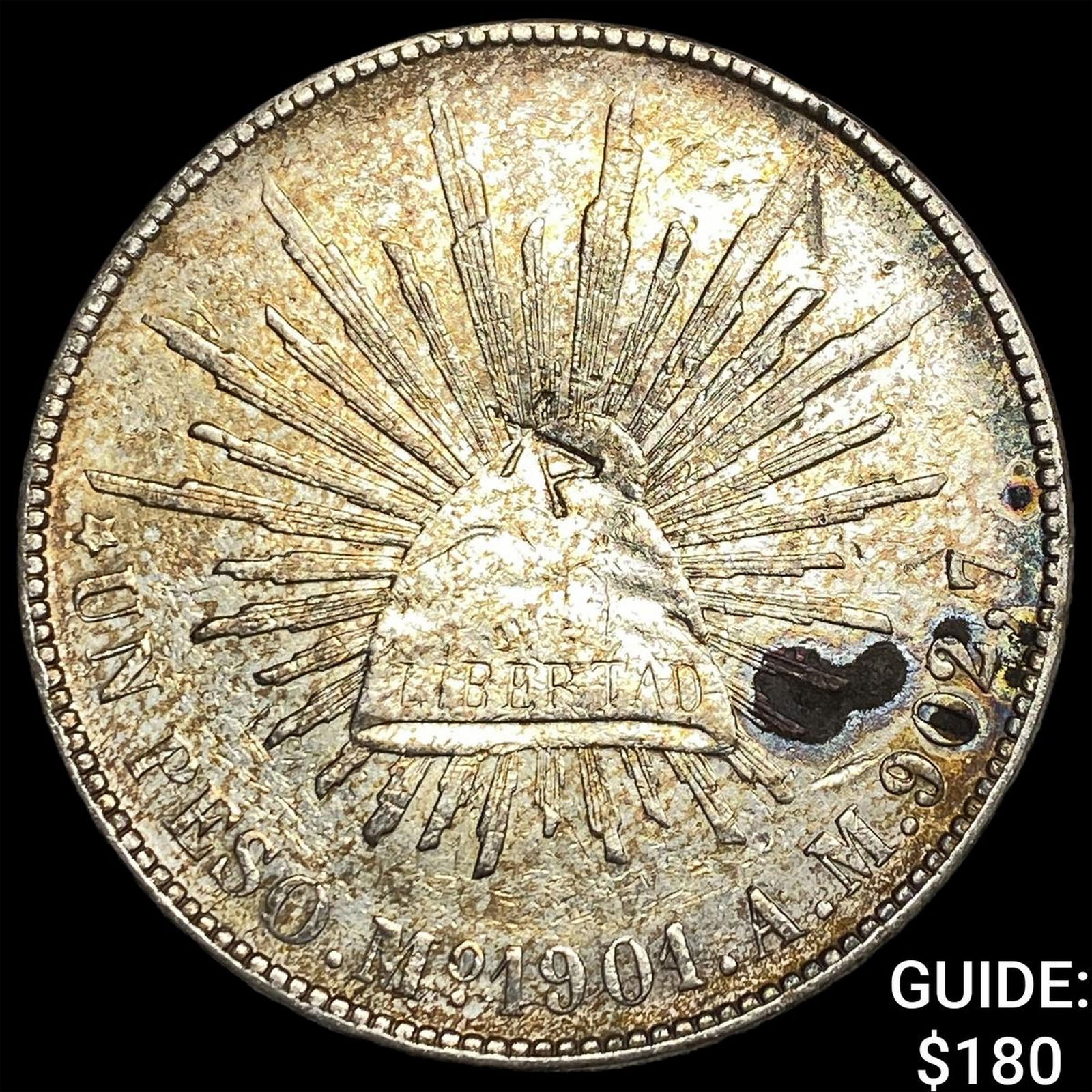 Mexico Silver 1 Peso Punchmarked NEARLY UNCIRCULATED (1 of 2)