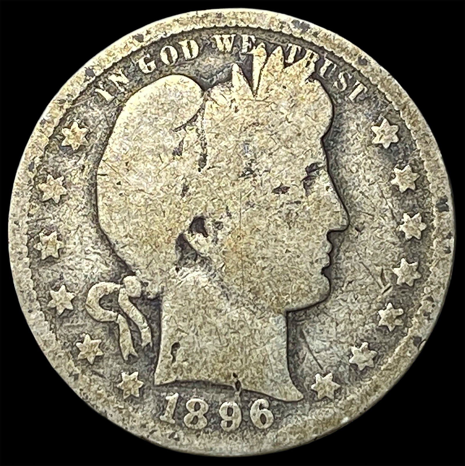 1896-O Silver Barber Quarter NICELY CIRCULATED: 1896-O Silver Barber Quarter NICELY CIRCULATED