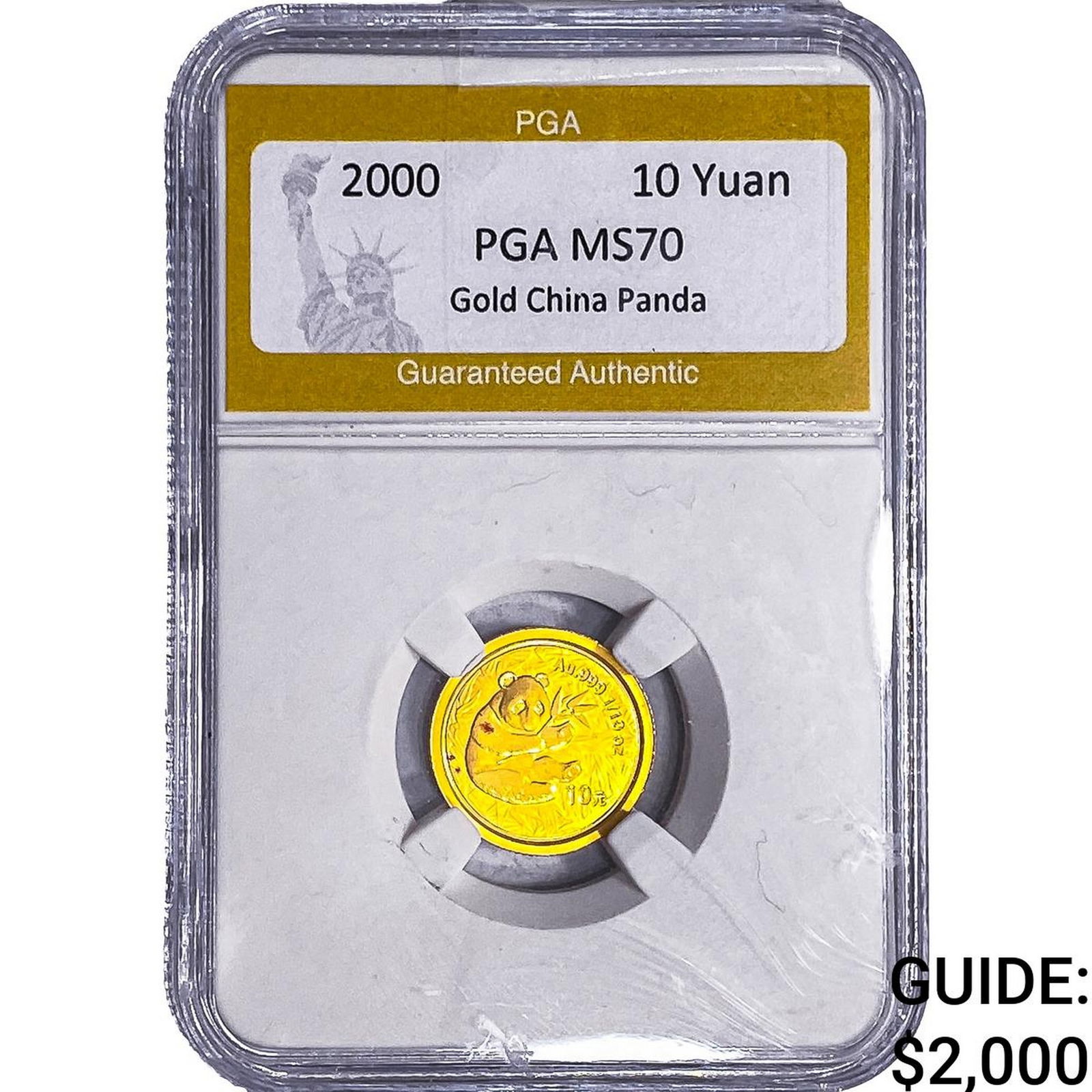 2000 1/10oz Gold China Panda 10 Yuan PGA MS70: 2000 1/10oz Gold China Panda 10 Yuan PGA MS70