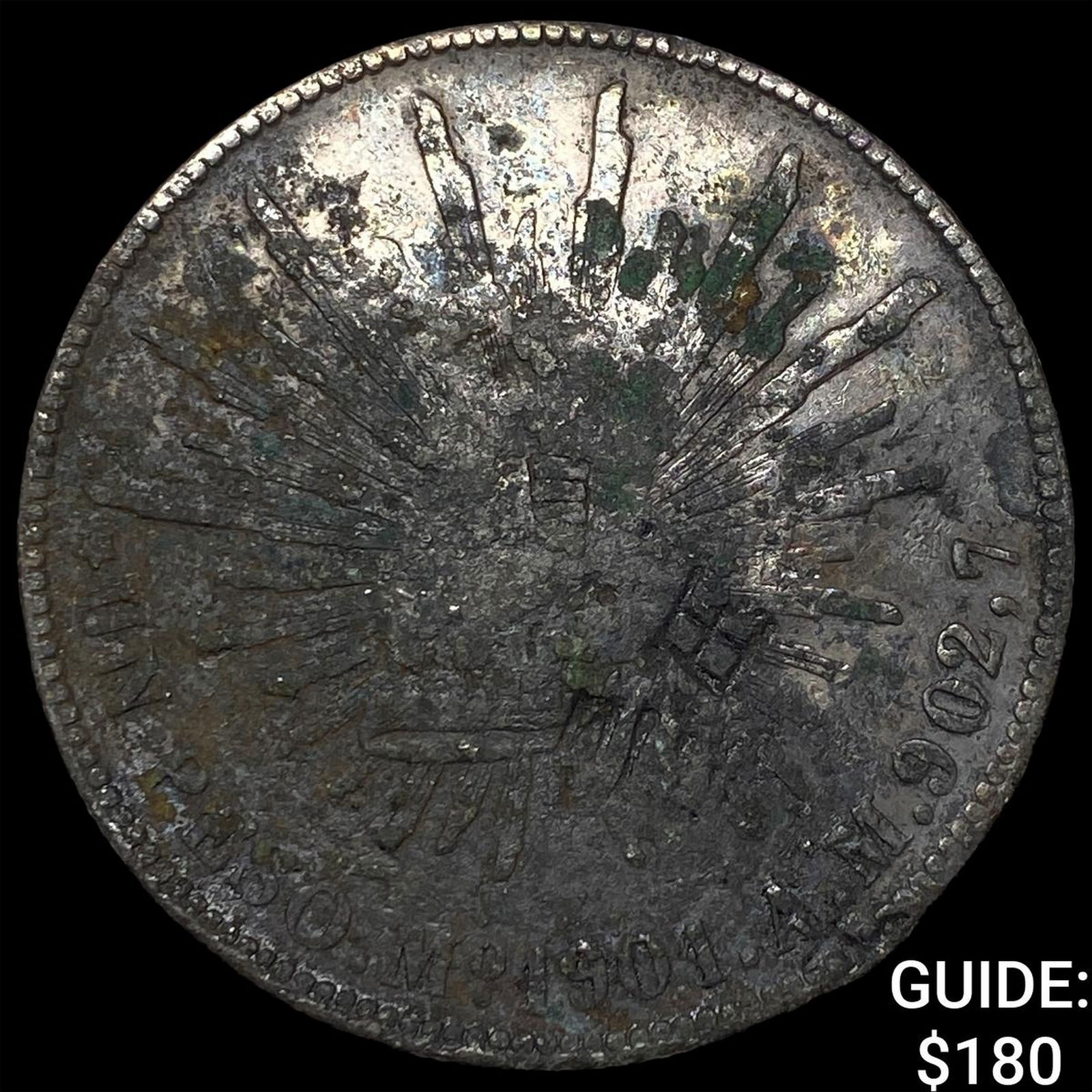 Mexico Silver 1 Peso Punchmarked NEARLY UNCIRCULATED (1 of 2)