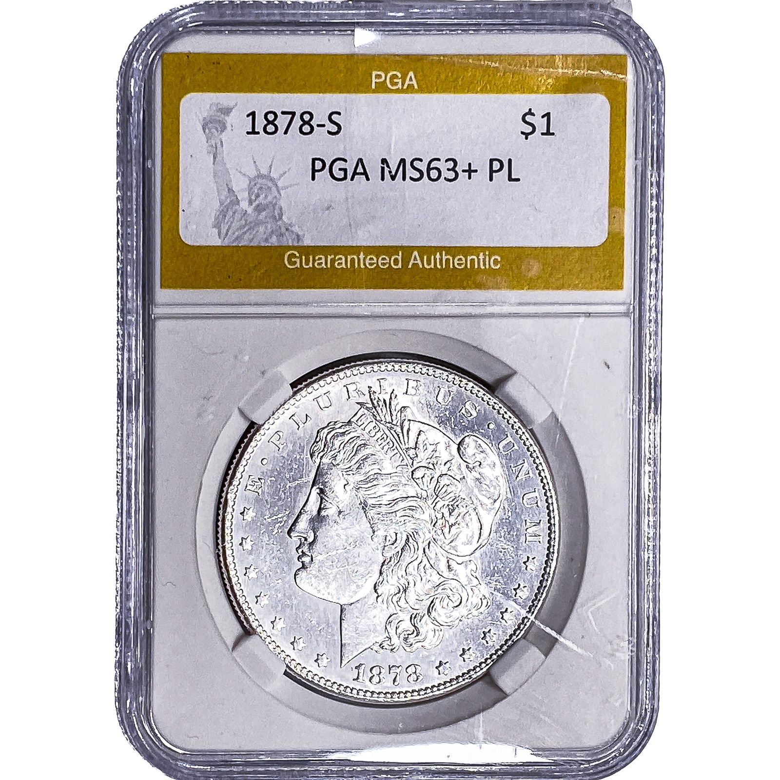 1878-S Morgan Silver Dollar PGA MS63+ PL: 1878-S Morgan Silver Dollar PGA MS63+ PL