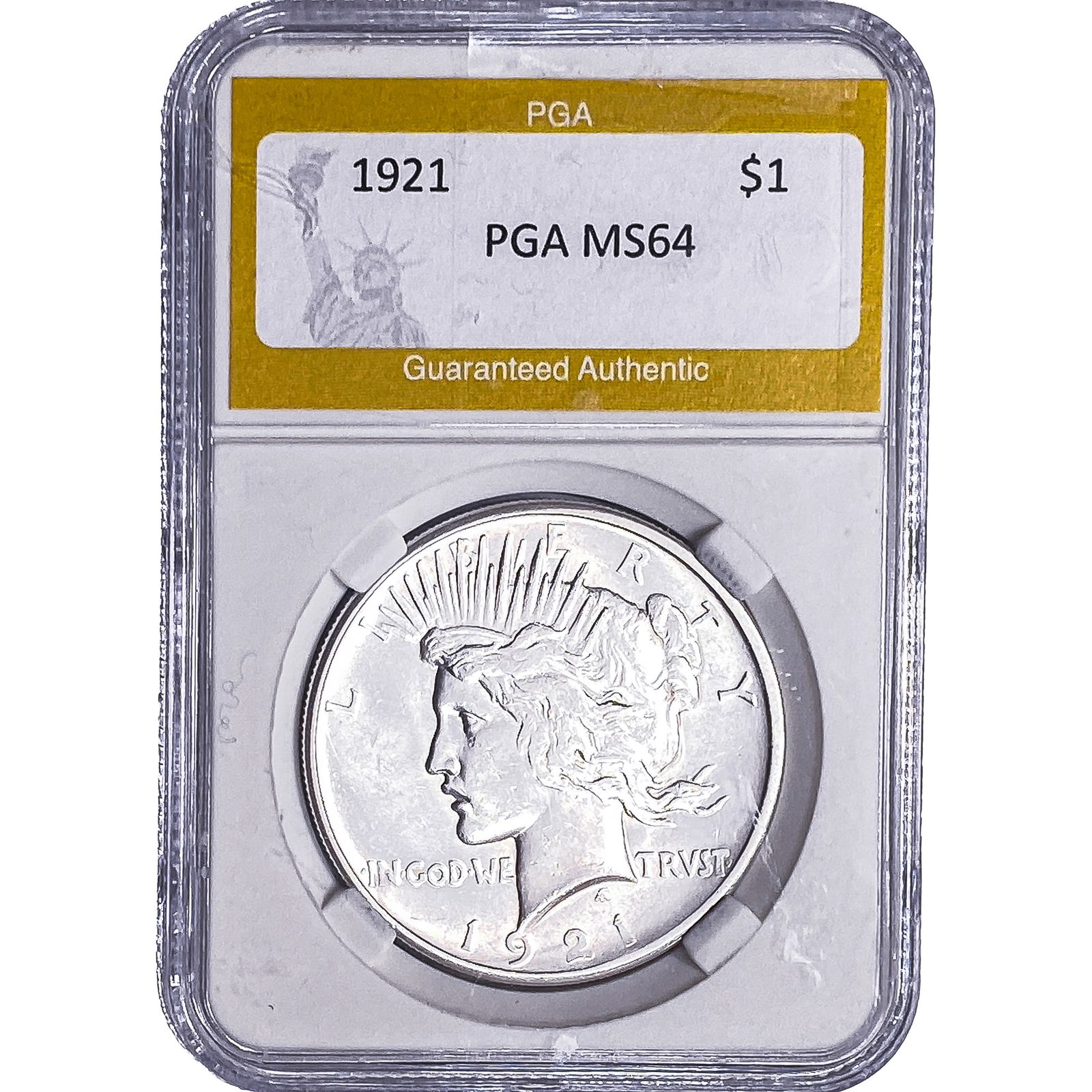 1921 Silver Peace Dollar PGA MS64: 1921 Silver Peace Dollar PGA MS64