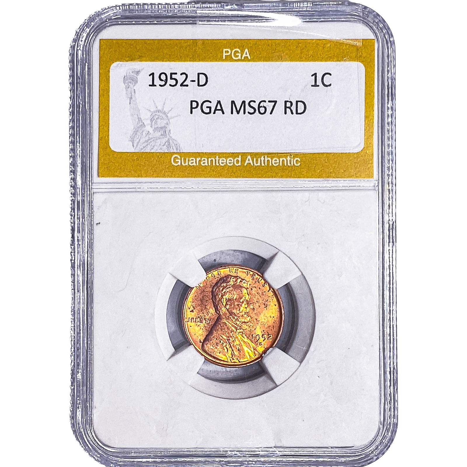 1952-D Wheat Cent PGA MS67 RD: 1952-D Wheat Cent PGA MS67 RD