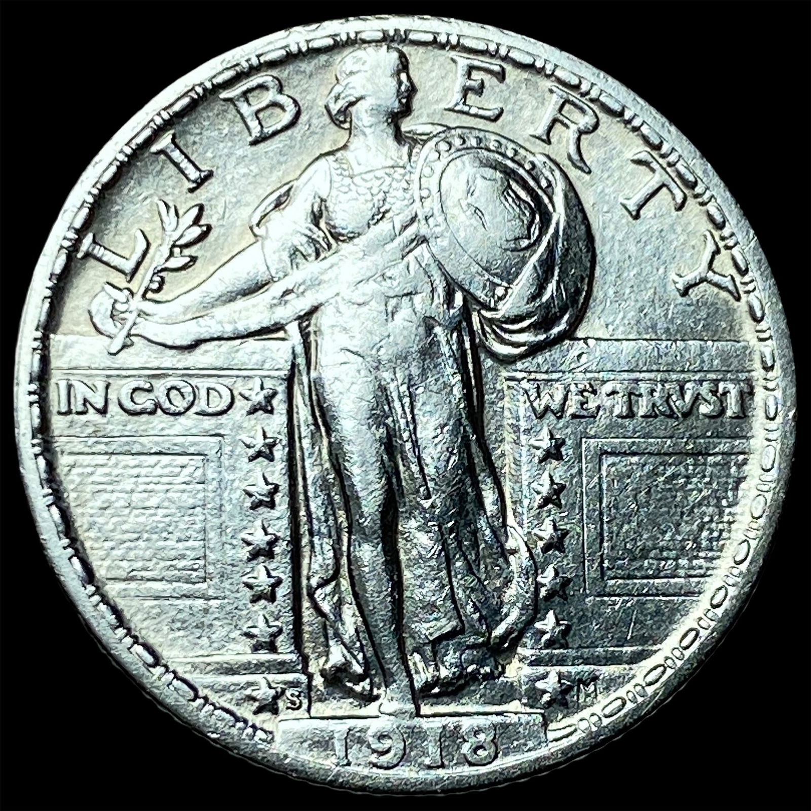 1918-S Silver Standing Liberty Quarter CLOSELY UNCIRCULATED (1 of 2)