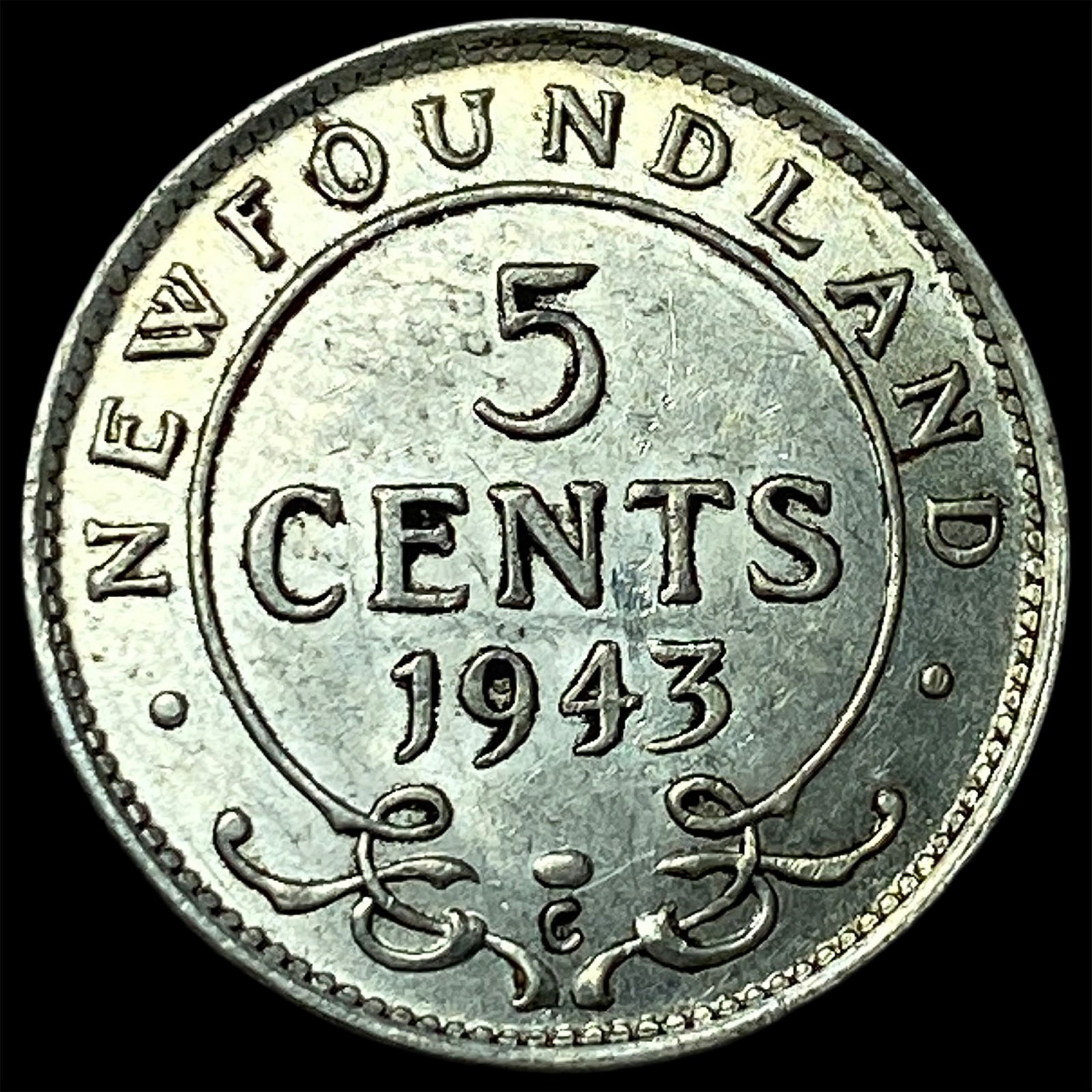 1943-C Newfoundland Silver 5 Cents UNCIRCULATED - 2