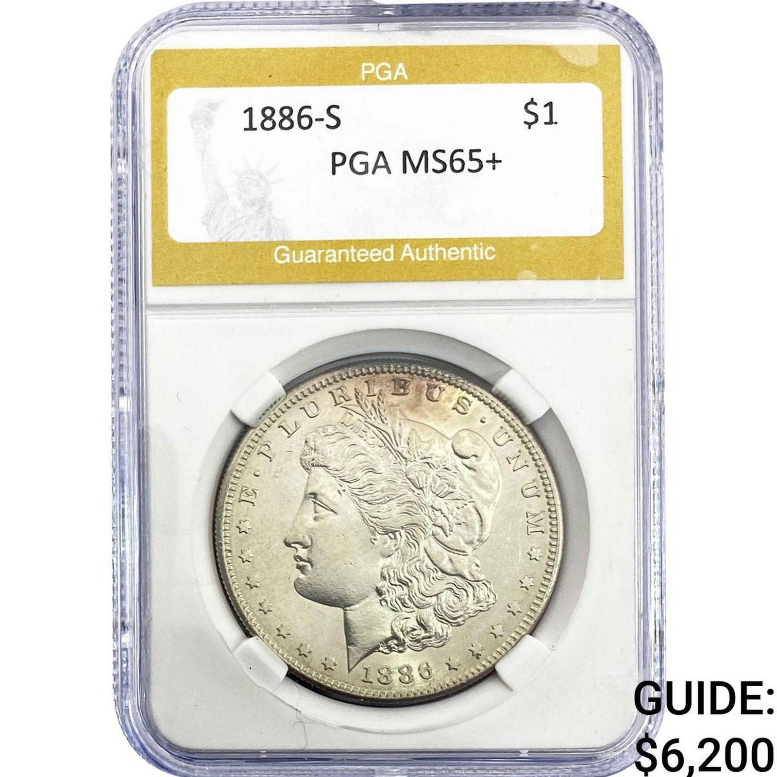 1886-S Morgan Silver Dollar PGA MS65+: 1886-S Morgan Silver Dollar PGA MS65+