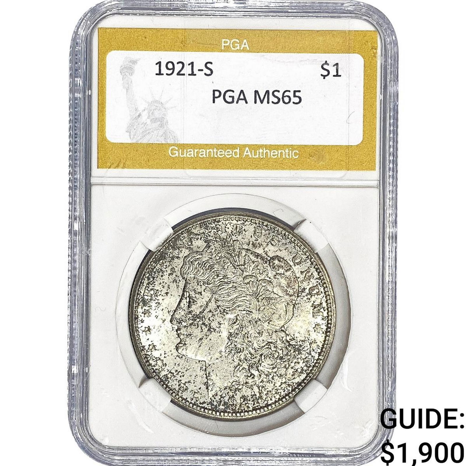 1921-S Morgan Silver Dollar PGA MS65: 1921-S Morgan Silver Dollar PGA MS65