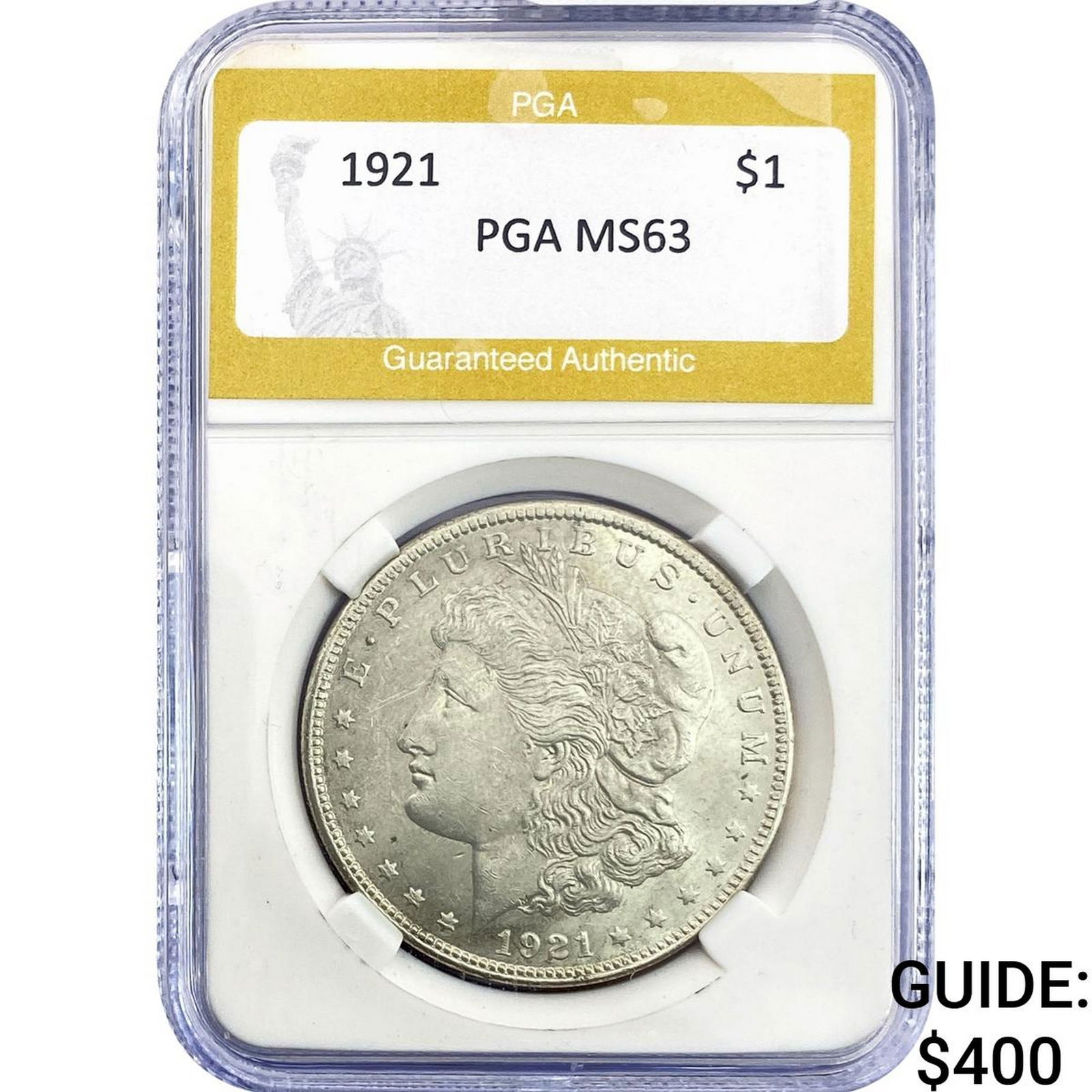 1921 Morgan Silver Dollar PGA MS63: 1921 Morgan Silver Dollar PGA MS63