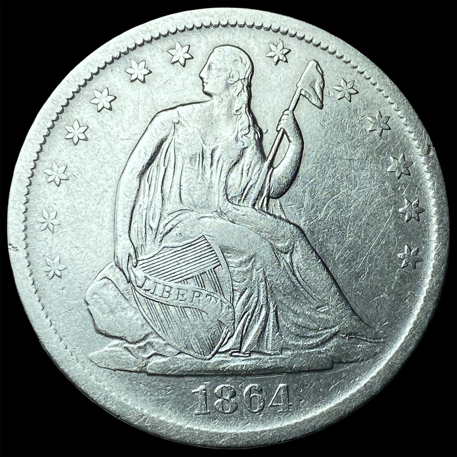 1864-S Silver Half Dollar ABOUT UNCIRCULATED (1 of 2)
