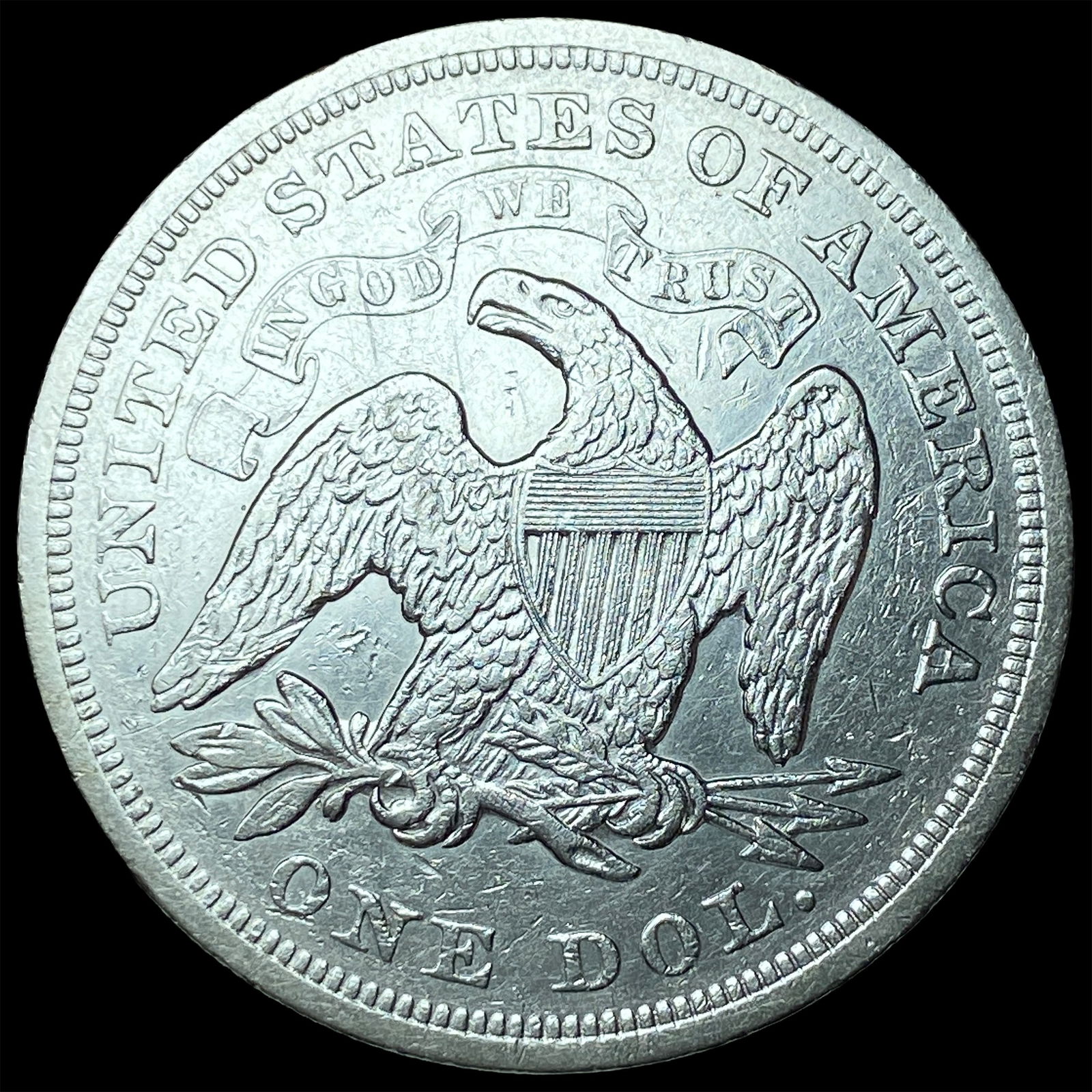 1872 Seated Liberty Silver Dollar CLOSELY UNCIRCULATED - 2