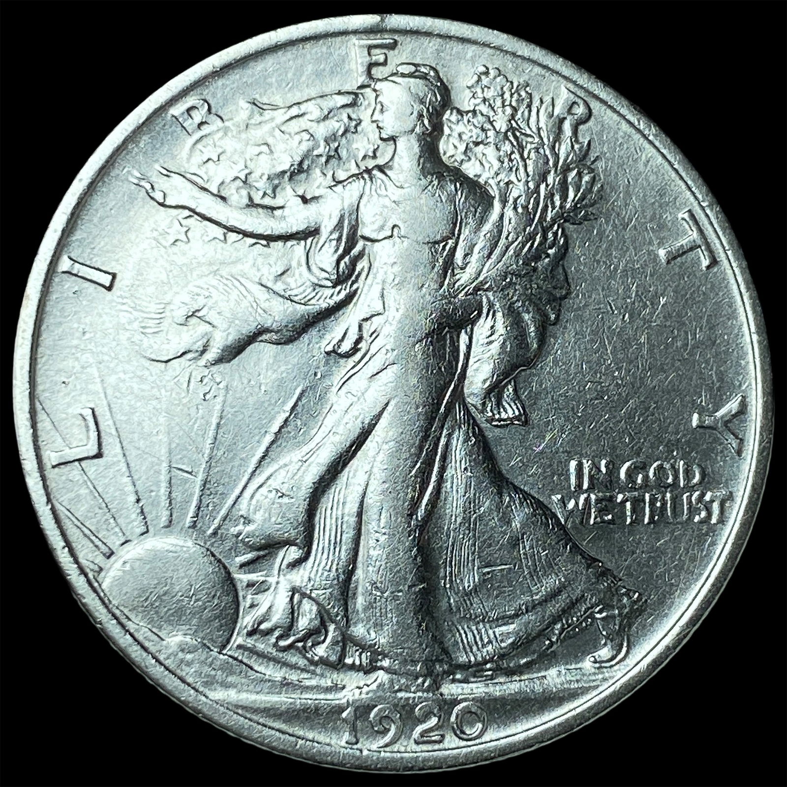 1920-S Silver Walking Liberty Half Dollar NEARLY UNCIRCULATED: 1920-S Silver Walking Liberty Half Dollar NEARLY UNCIRCULATED
