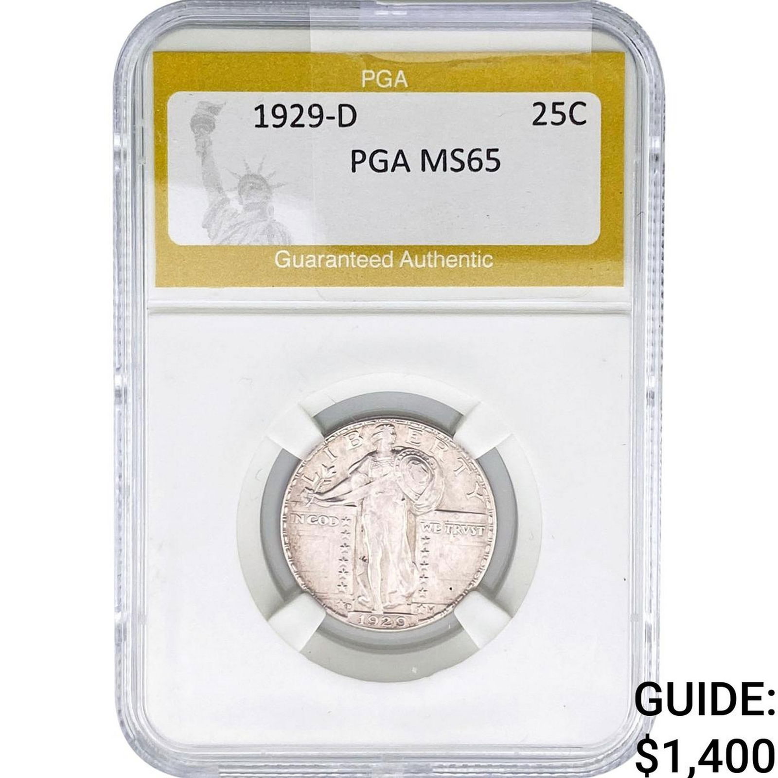 1929-D Standing Liberty Quarter PGA MS65: 1929-D Standing Liberty Quarter PGA MS65