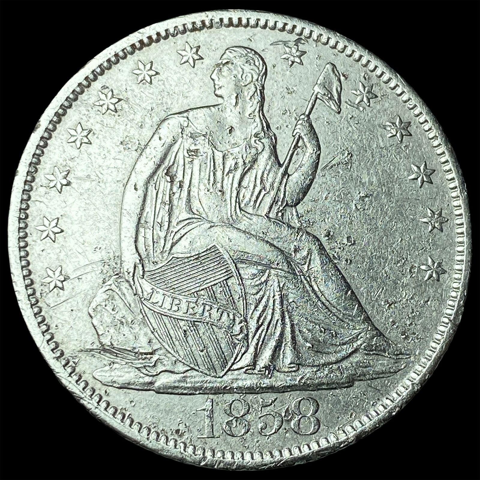 1858-O Silver Half Dollar CLOSELY UNCIRCULATED (1 of 2)