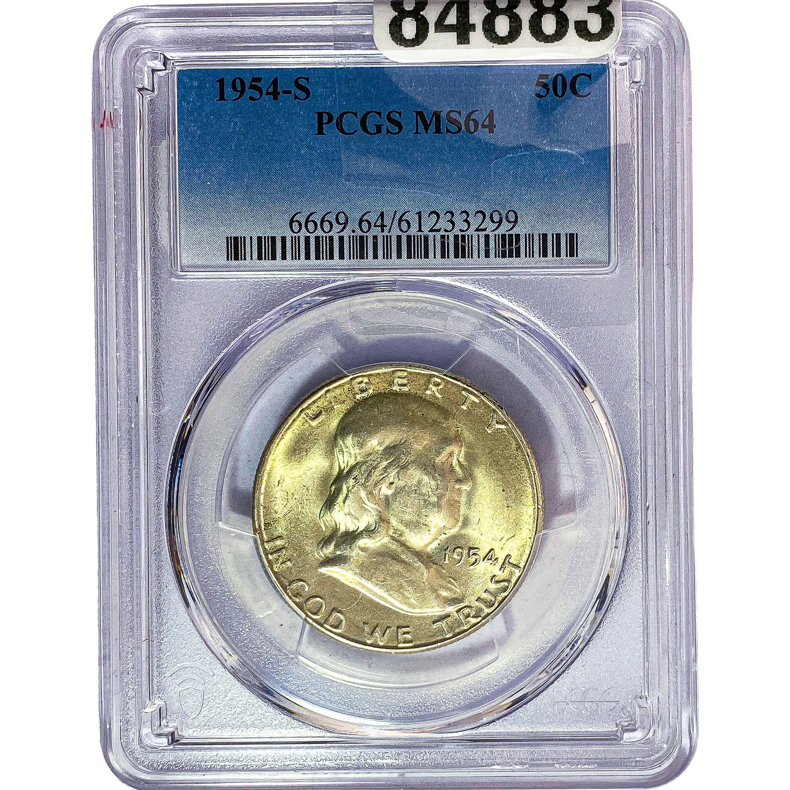 1954-S Franklin Half Dollar PCGS MS64 FBL: 1954-S Franklin Half Dollar PCGS MS64 FBL