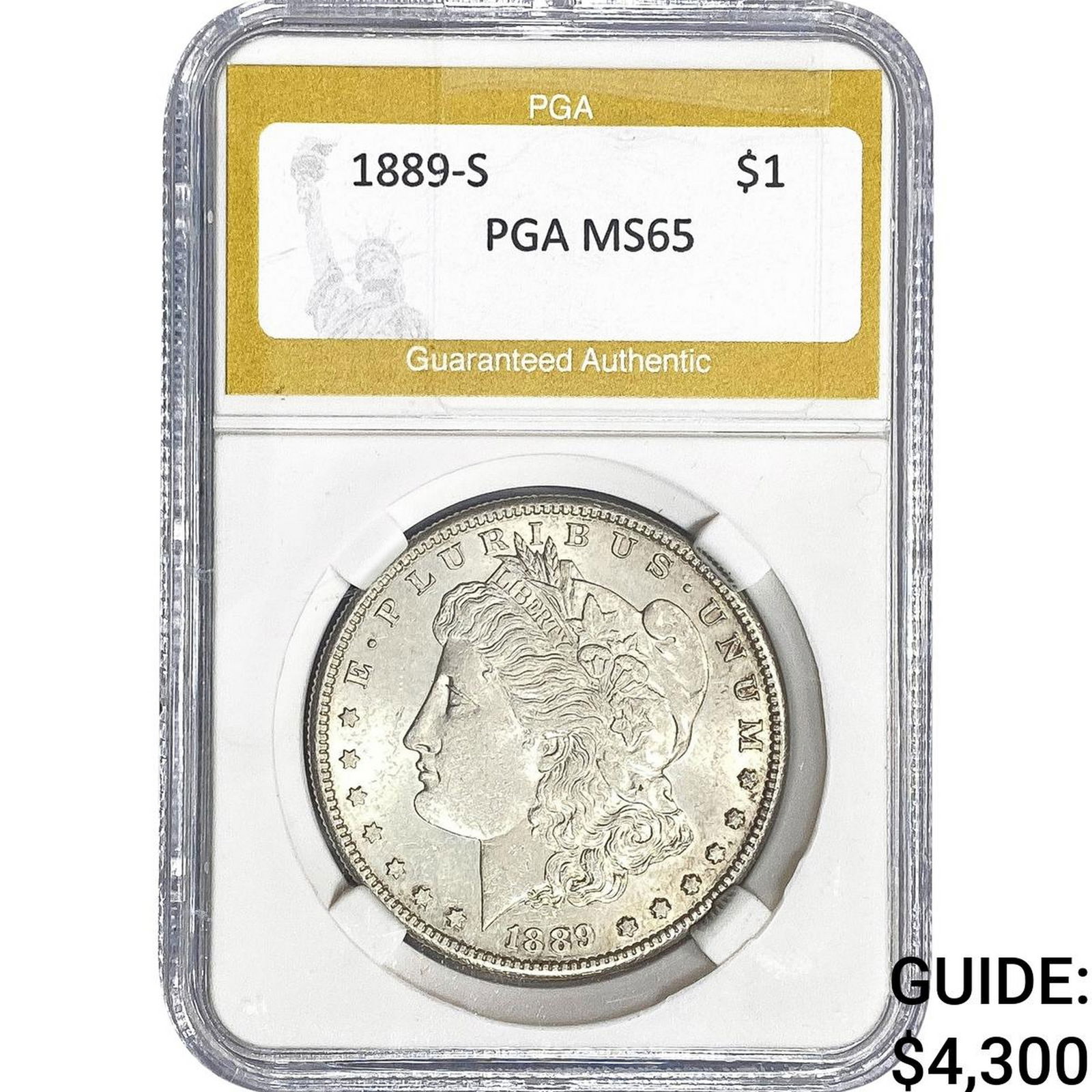 1889-S Morgan Silver Dollar PGA MS65: 1889-S Morgan Silver Dollar PGA MS65