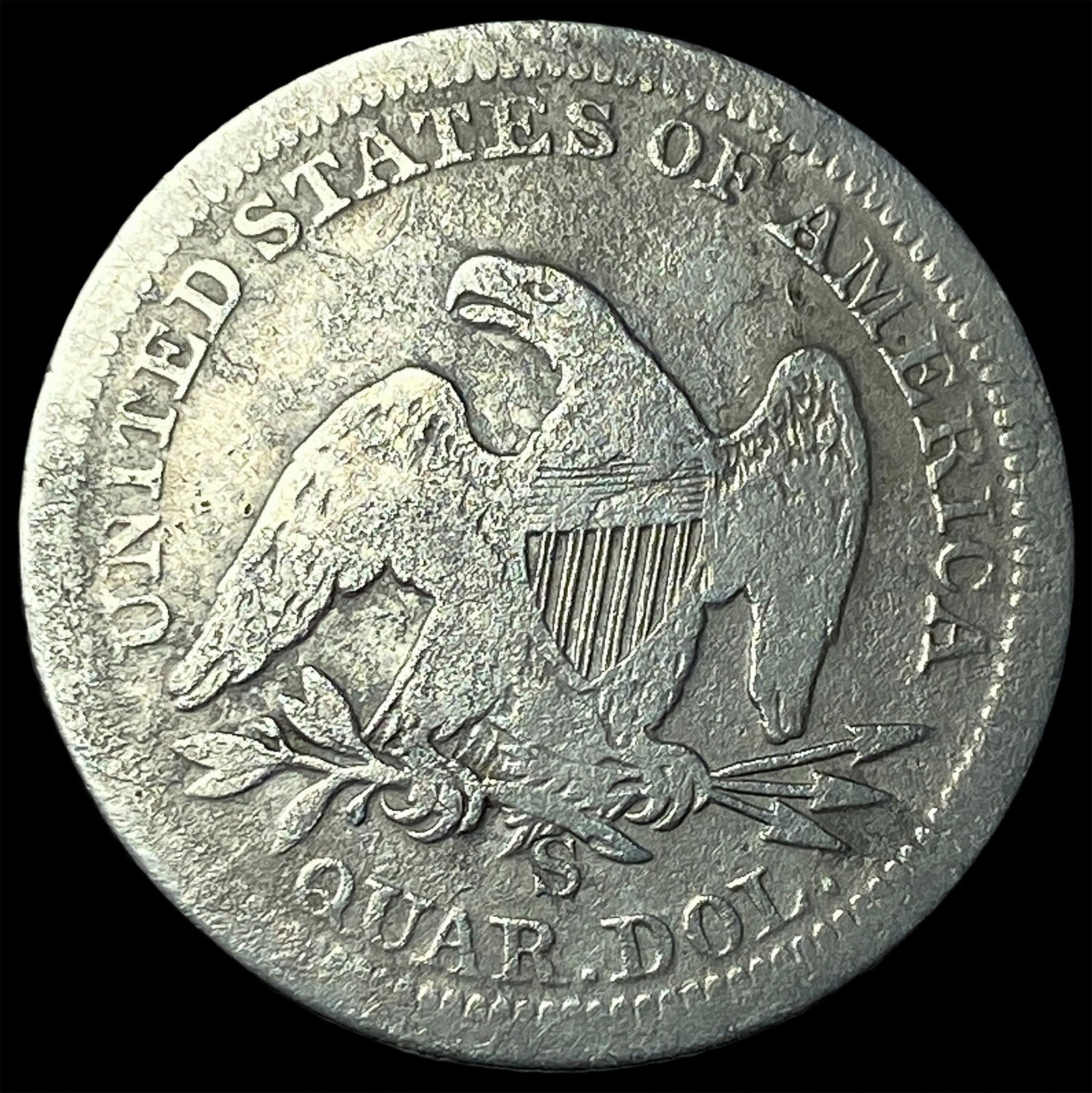 1855-S Silver Seated Liberty Quarter LIGHTLY CIRCULATED - 2