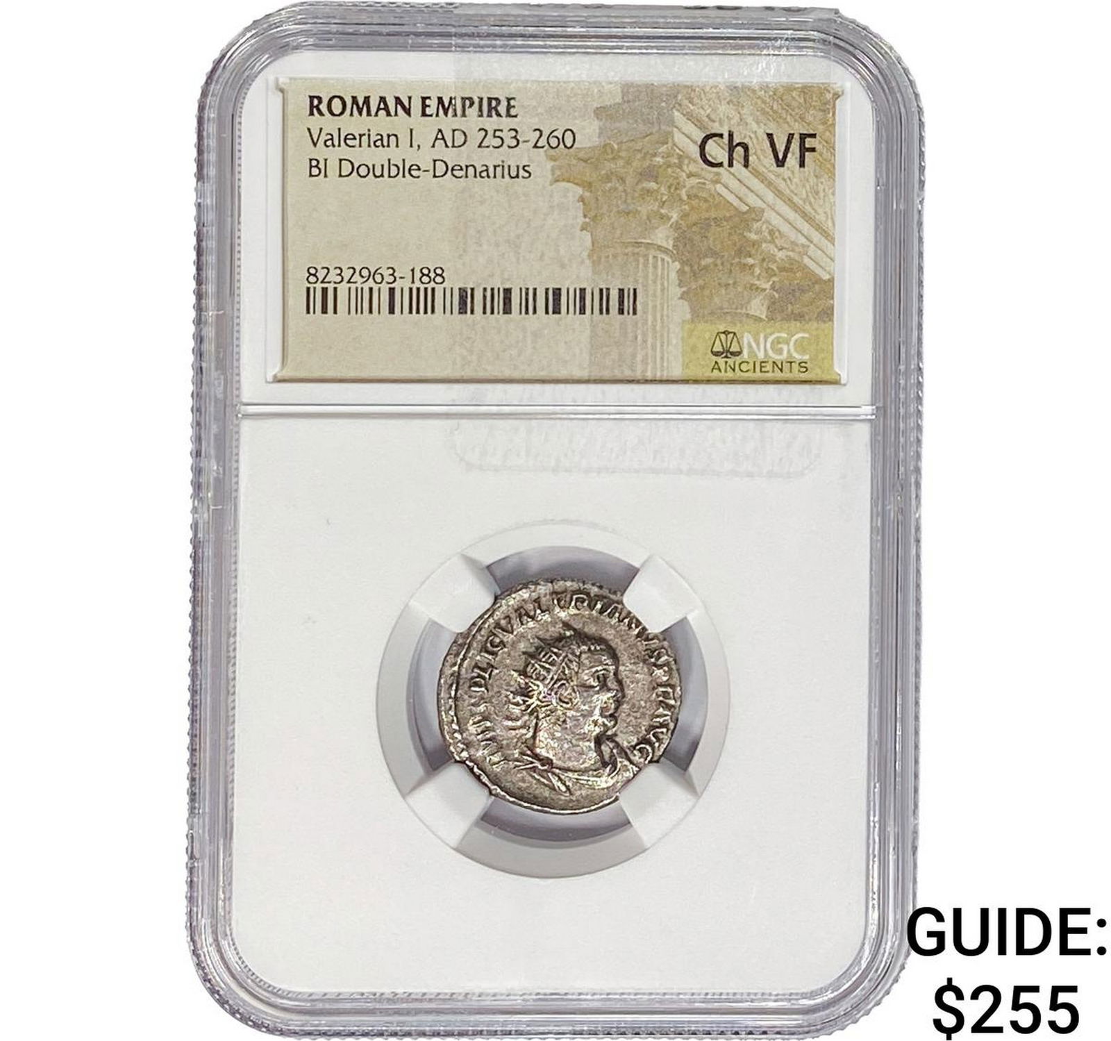 Roman Valerian I, AD 253-260 BI Double-Denarius NGC ChVF: Roman Valerian I, AD 253-260 BI Double-Denarius NGC ChVF