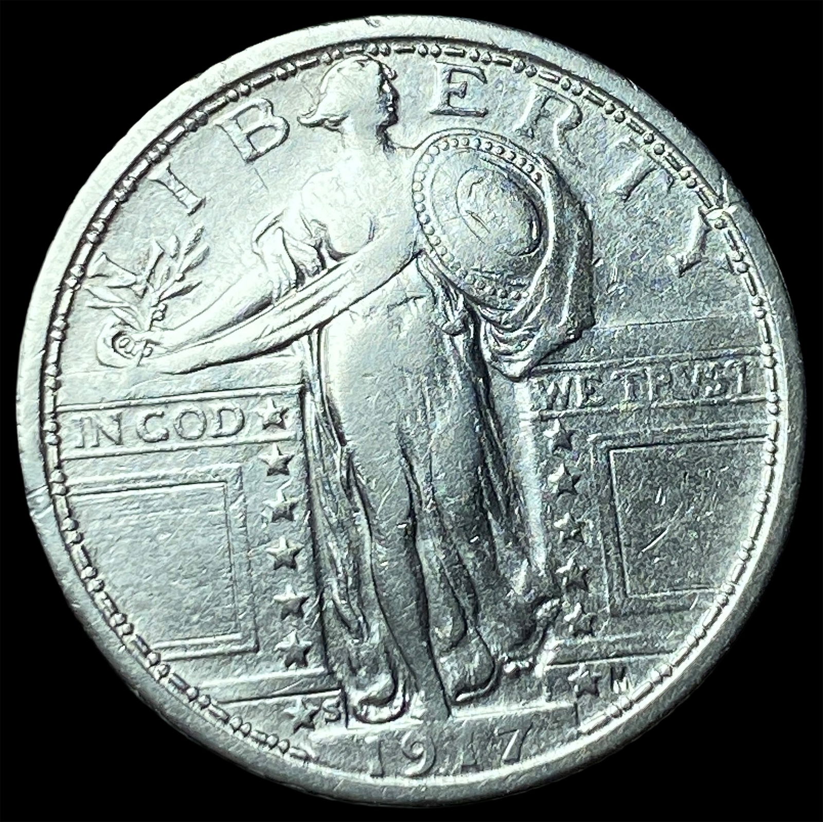 1917-S Silver Standing Liberty Quarter NEARLY UNCIRCULATED (1 of 2)