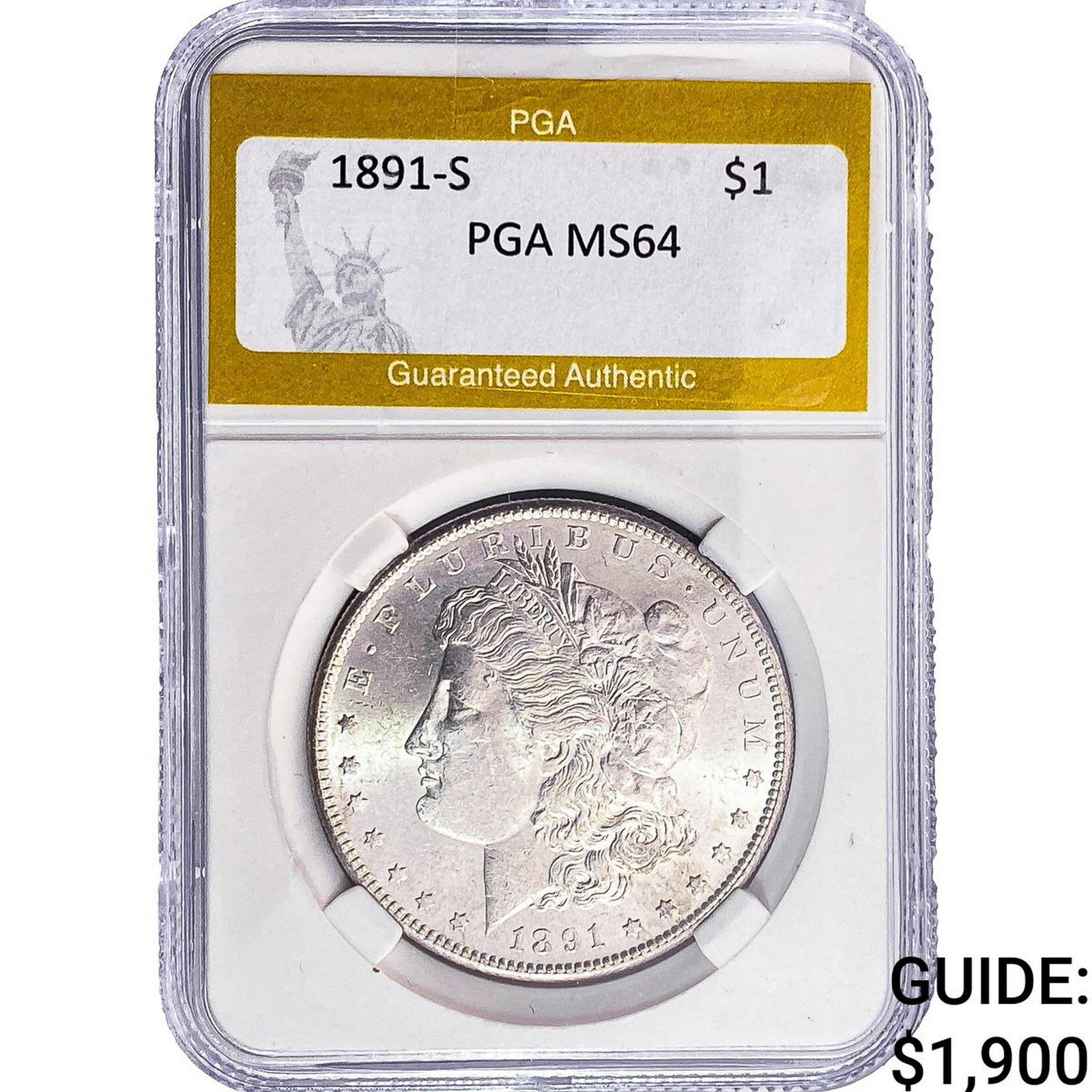 1891-S Morgan Silver Dollar PGA MS64: 1891-S Morgan Silver Dollar PGA MS64