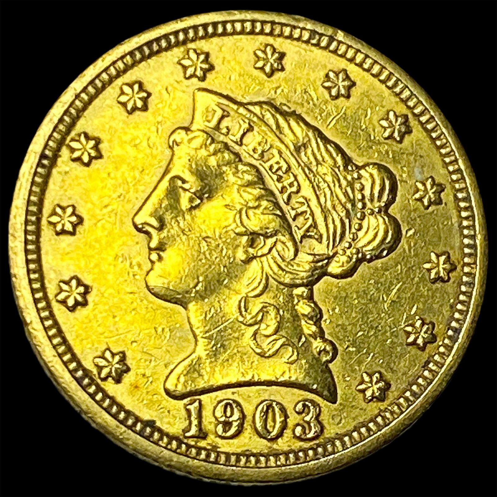 1903 Liberty Head Gold Quarter Eagle $2.50 CLOSELY UNCIRCULATED: 1903 Liberty Head Gold Quarter Eagle $2.50 CLOSELY UNCIRCULATED