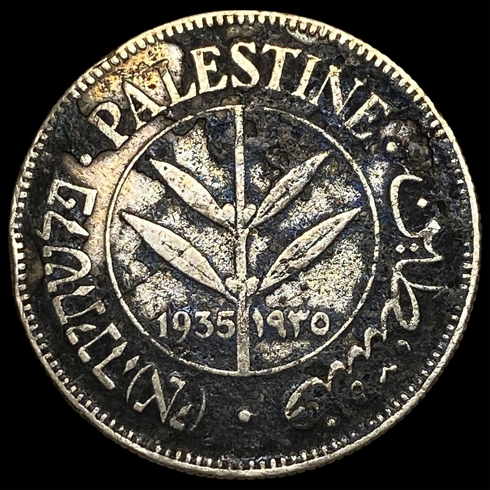 1935 Palestine Silver 50 Fils NEARLY UNCIRCULATED: 1935 Palestine Silver 50 Fils NEARLY UNCIRCULATED