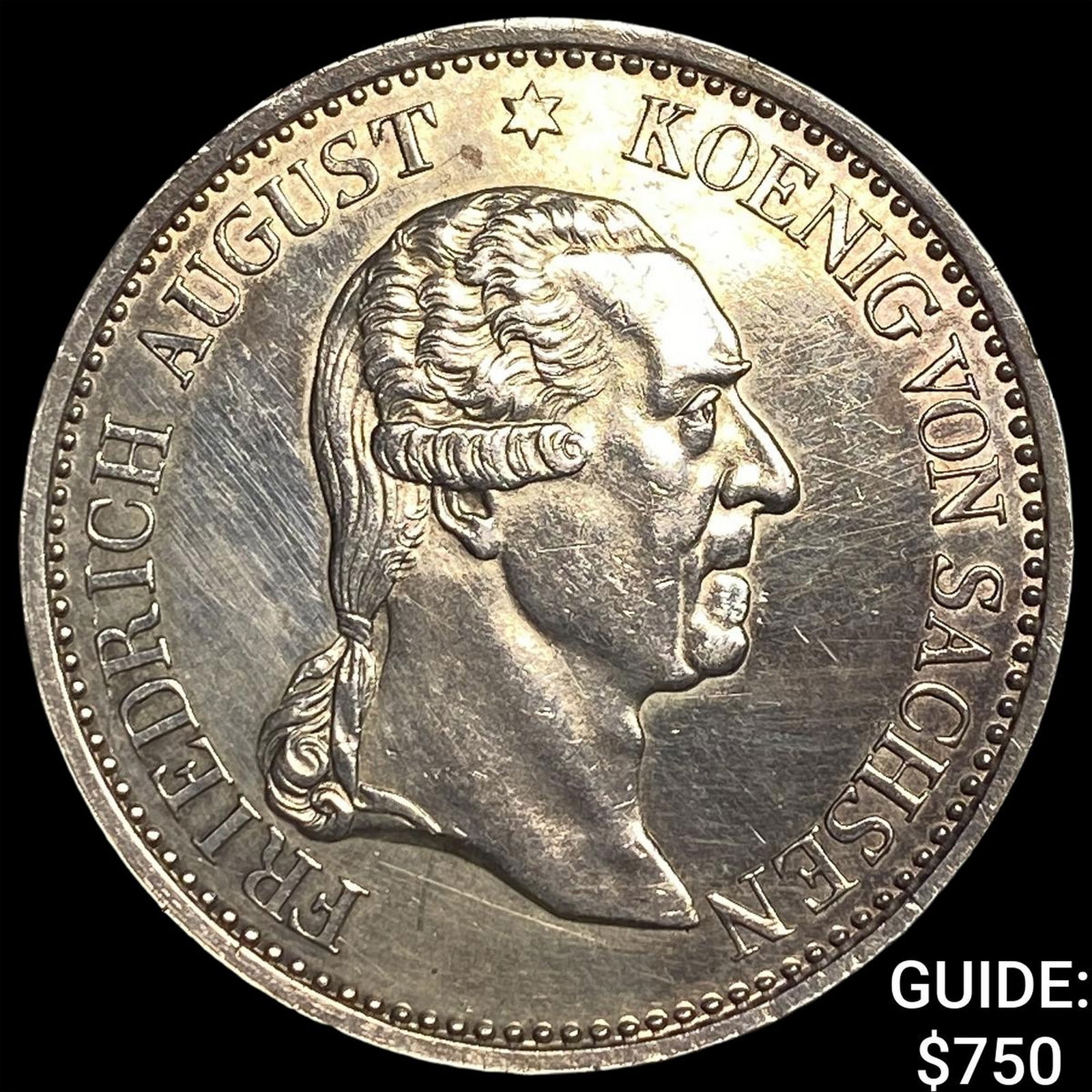1827 Saxony 1/6 Silver Thaler UNCIRCULATED: 1827 Saxony 1/6 Silver Thaler UNCIRCULATED