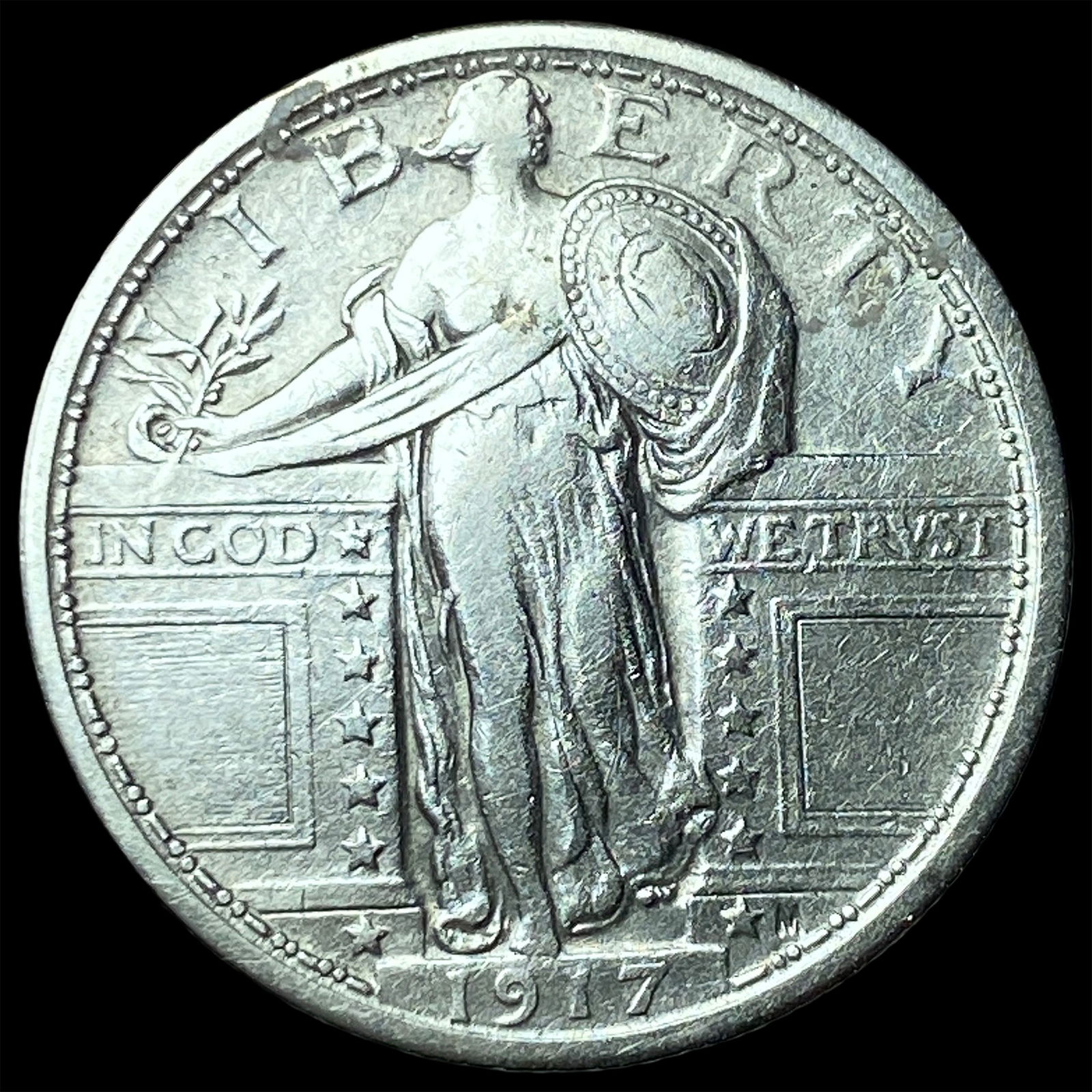 1917 Type 1 Standing Liberty Quarter NEARLY UNCIRCULATED: 1917 Type 1 Standing Liberty Quarter NEARLY UNCIRCULATED