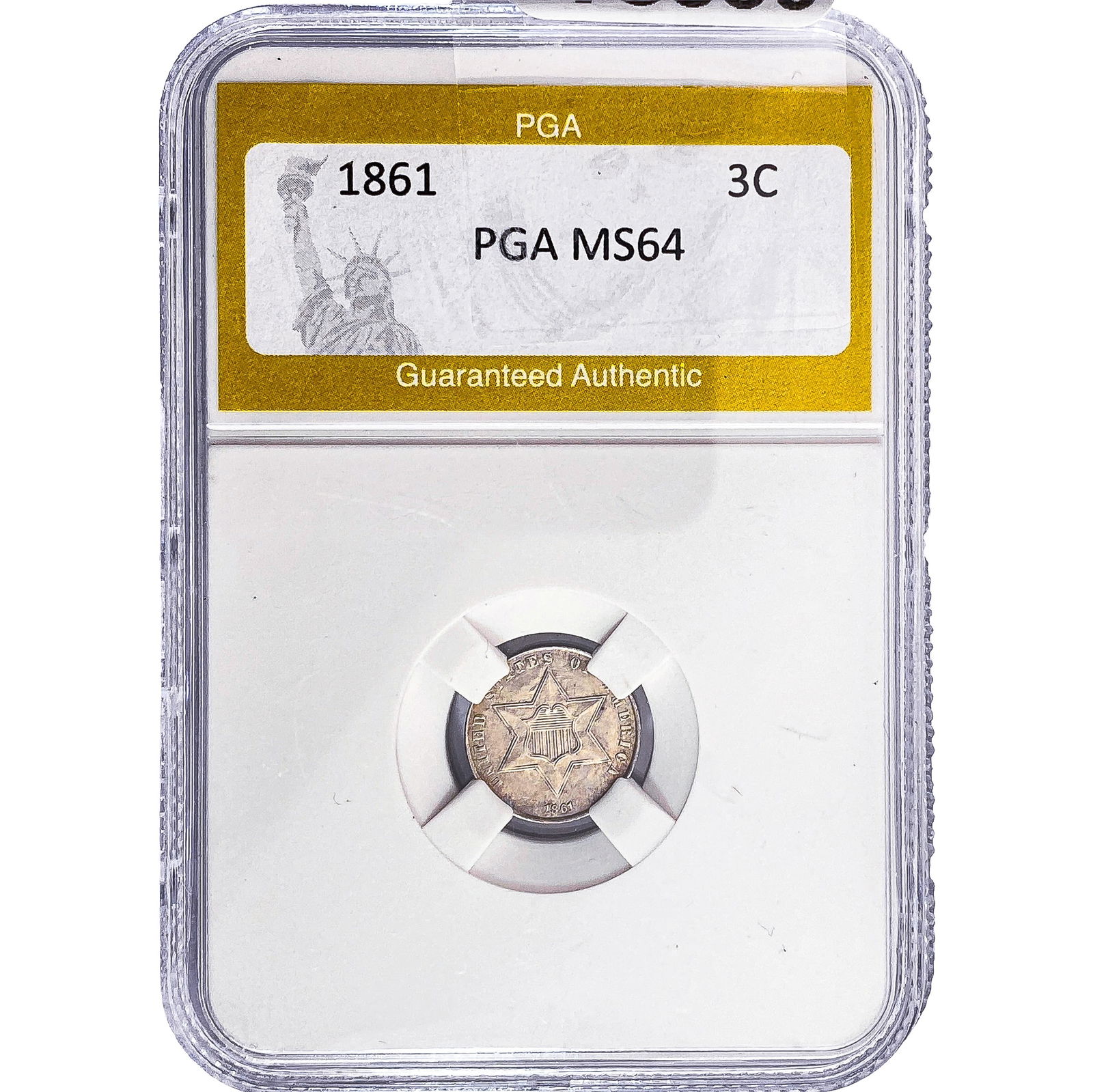 1861 Silver Three Cent PGA MS64: 1861 Silver Three Cent PGA MS64