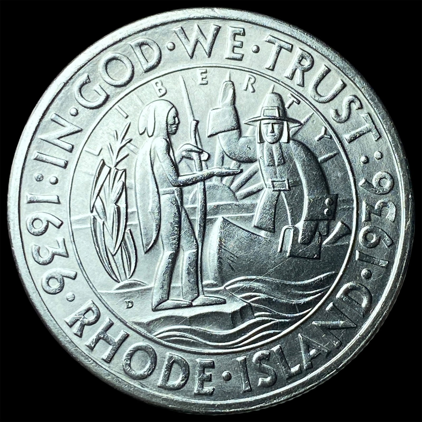 1936-D Rhode Island Silver Half Dollar CHOICE BU: 1936-D Rhode Island Silver Half Dollar CHOICE BU