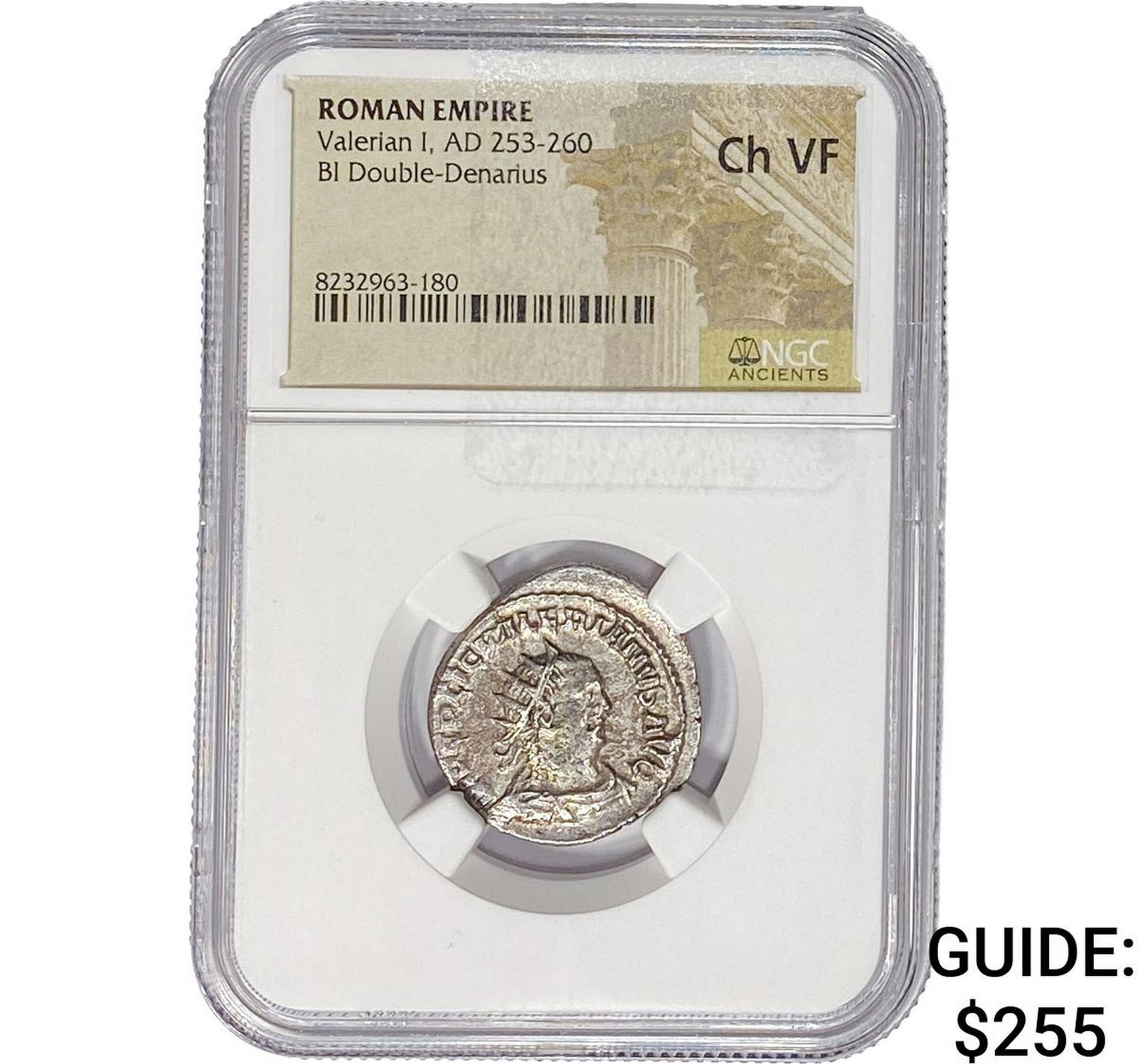 Roman Valerian I, AD 253-260 BI Double-Denarius NGC ChVF: Roman Valerian I, AD 253-260 BI Double-Denarius NGC ChVF