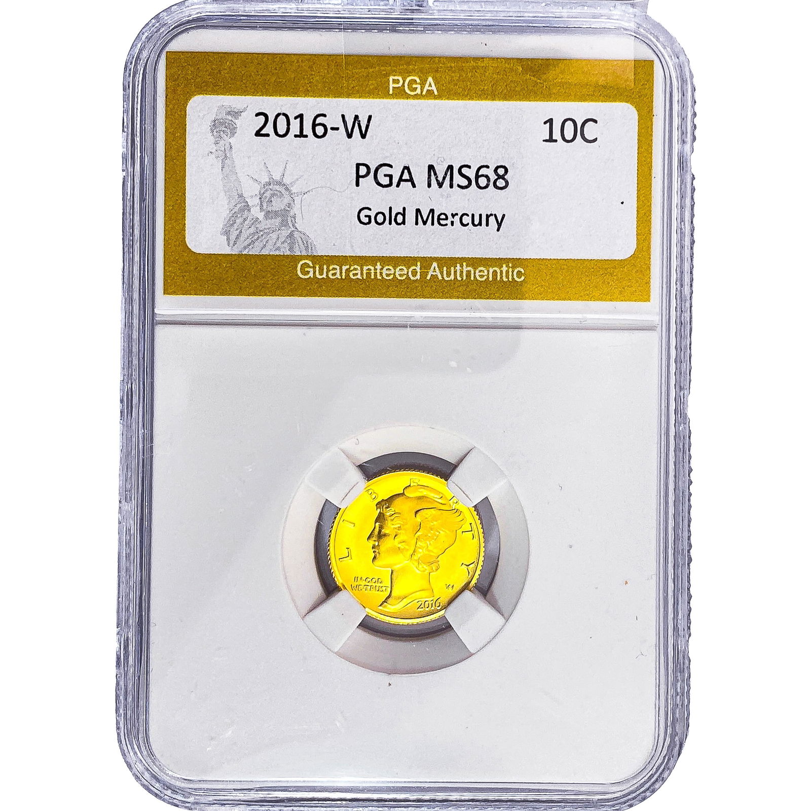 2016-W 1/10oz Gold Mercury Dime PGA MS68: 2016-W 1/10oz Gold Mercury Dime PGA MS68