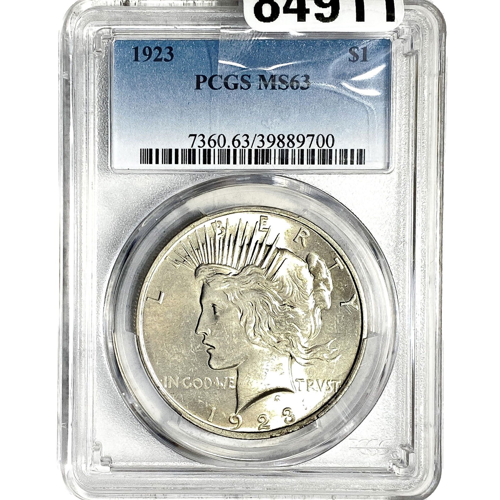 1923 Silver Peace Dollar PCGS MS63: 1923 Silver Peace Dollar PCGS MS63