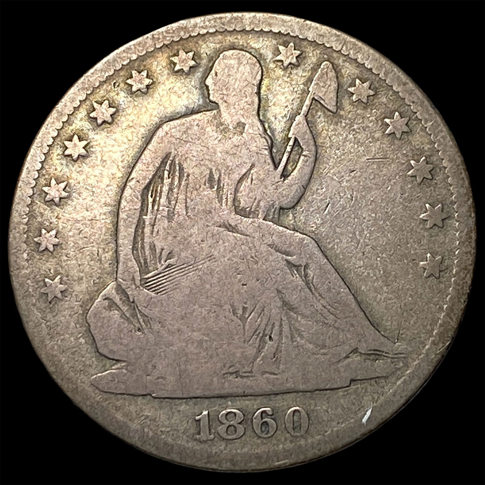 1860-S Silver Seated Liberty Half Dollar NICELY CIRCULATED: 1860-S Silver Seated Liberty Half Dollar NICELY CIRCULATED