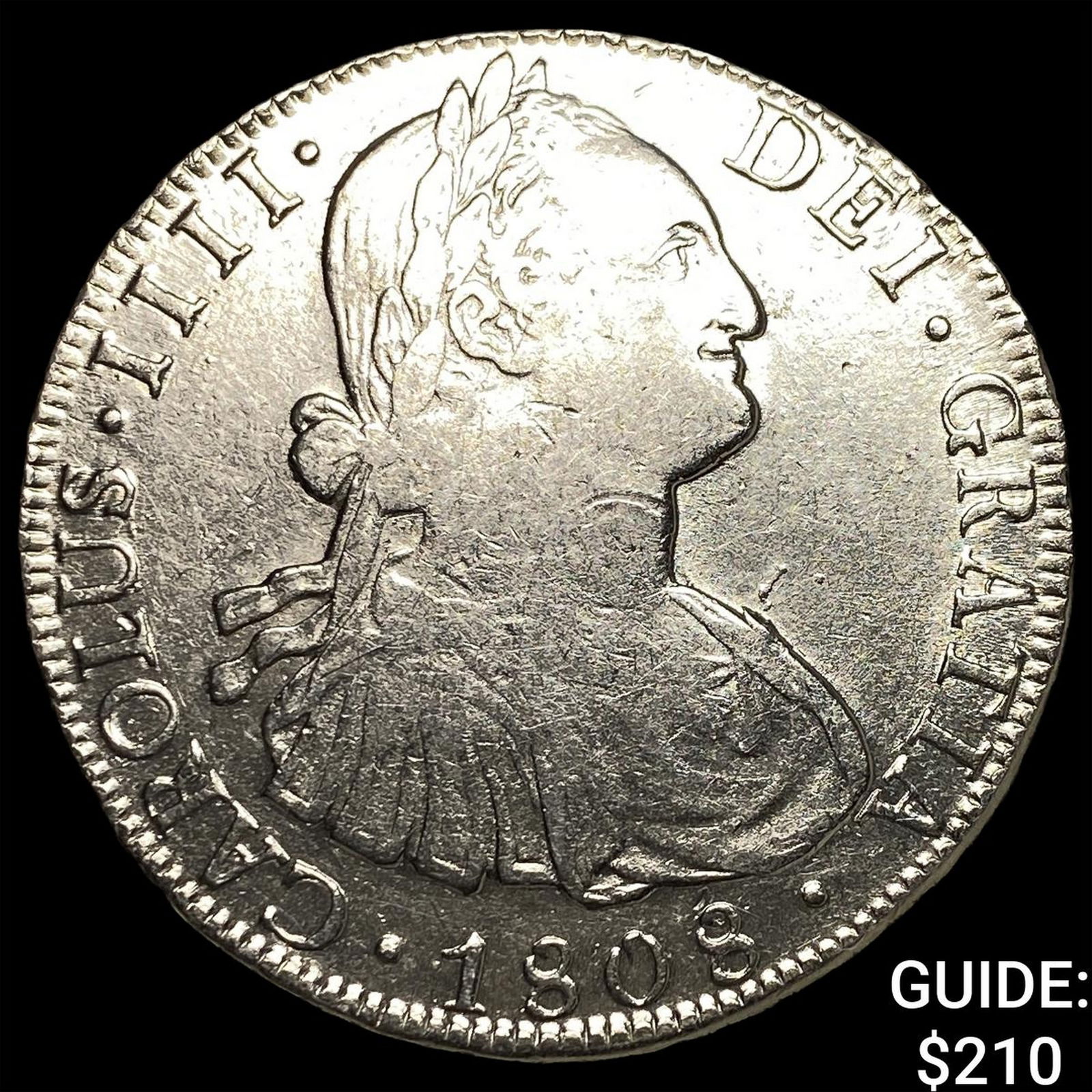 1808 Colonial Spain Silver 8 Reales CLOSELY UNCIRCULATED: 1808 Colonial Spain Silver 8 Reales CLOSELY UNCIRCULATED