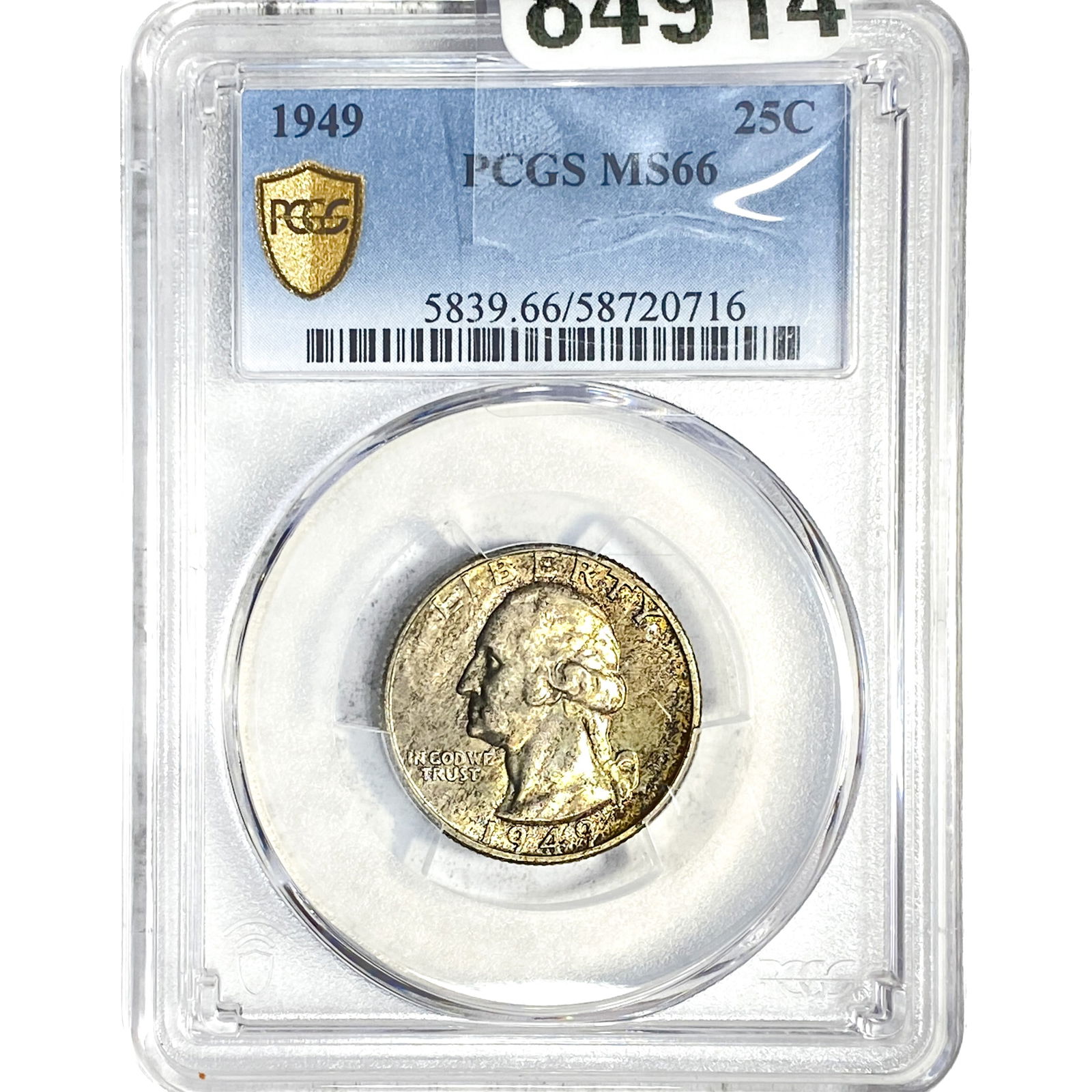 1949 Washington Silver Quarter PCGS MS66: 1949 Washington Silver Quarter PCGS MS66