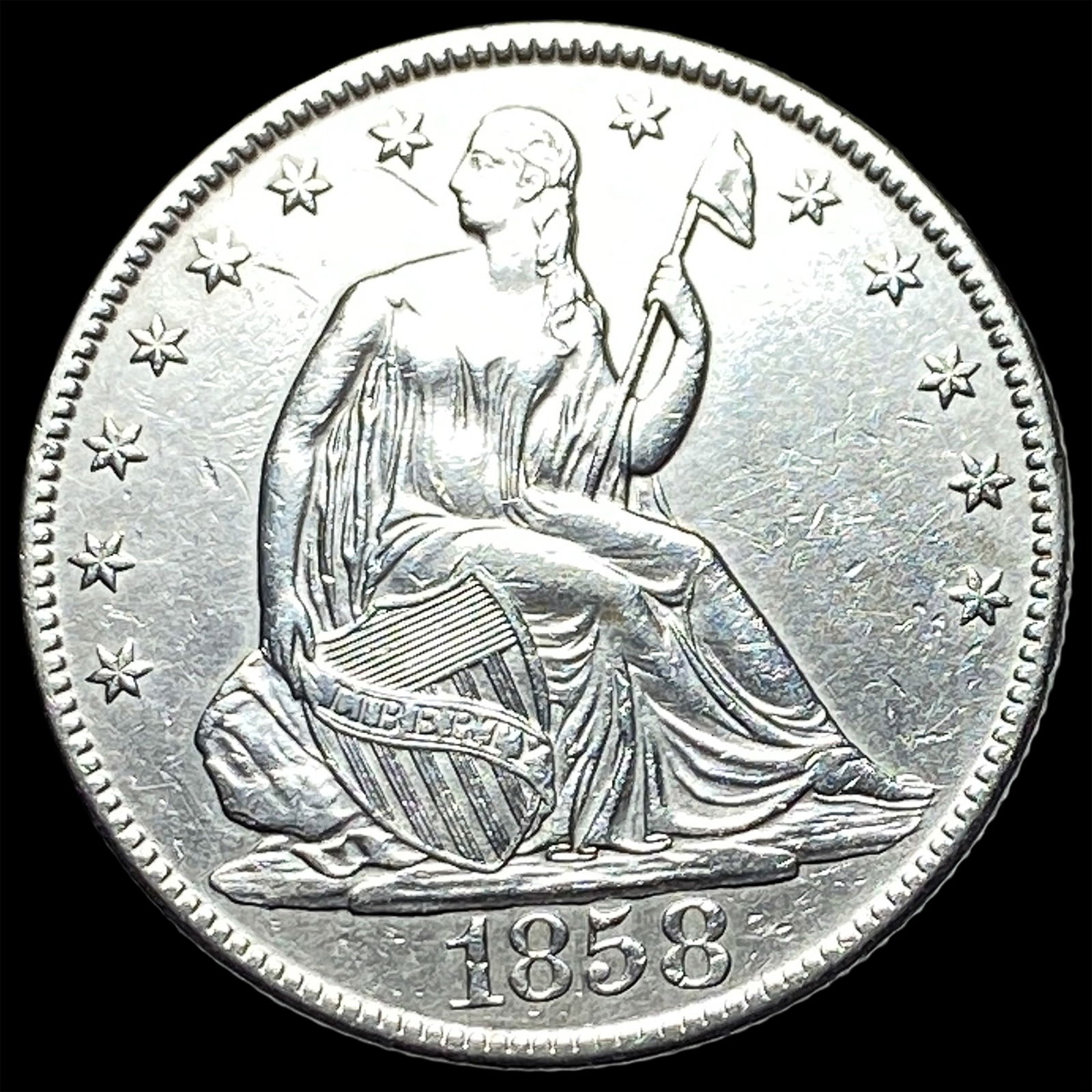1858-O Silver Half Dollar CLOSELY UNCIRCULATED (1 of 2)