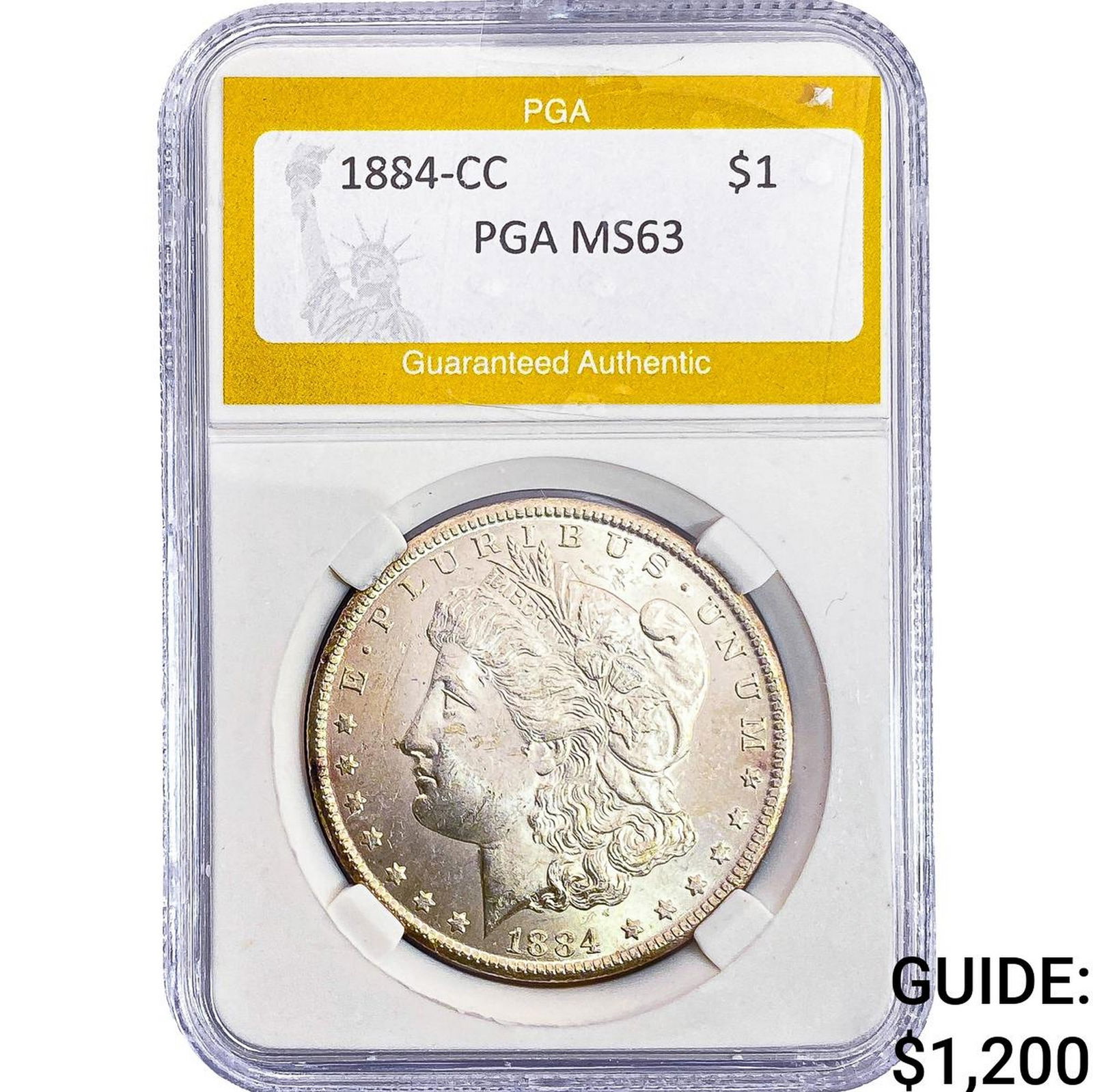 1884-CC Morgan Silver Dollar PGA MS63: 1884-CC Morgan Silver Dollar PGA MS63