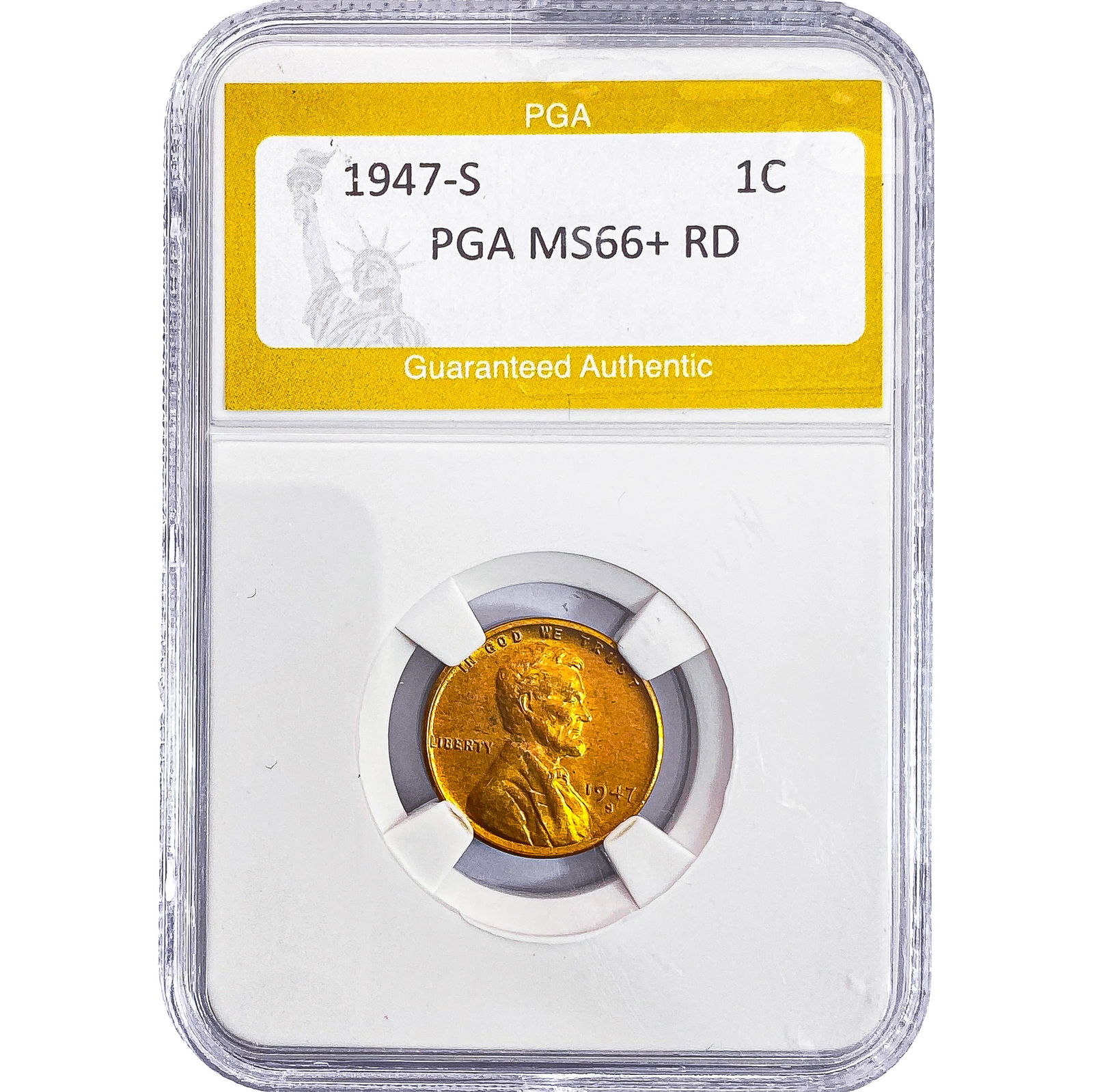 1947-S Wheat Cent PGA MS66+ RD: 1947-S Wheat Cent PGA MS66+ RD