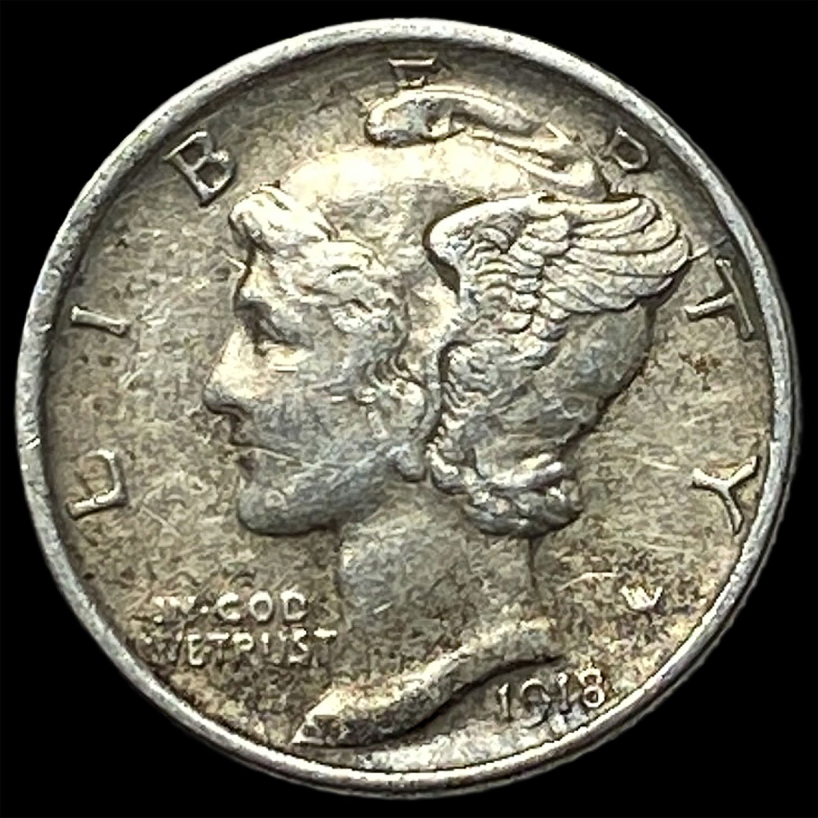 1918-D Silver Mercury Dime CLOSELY UNCIRCULATED (1 of 2)