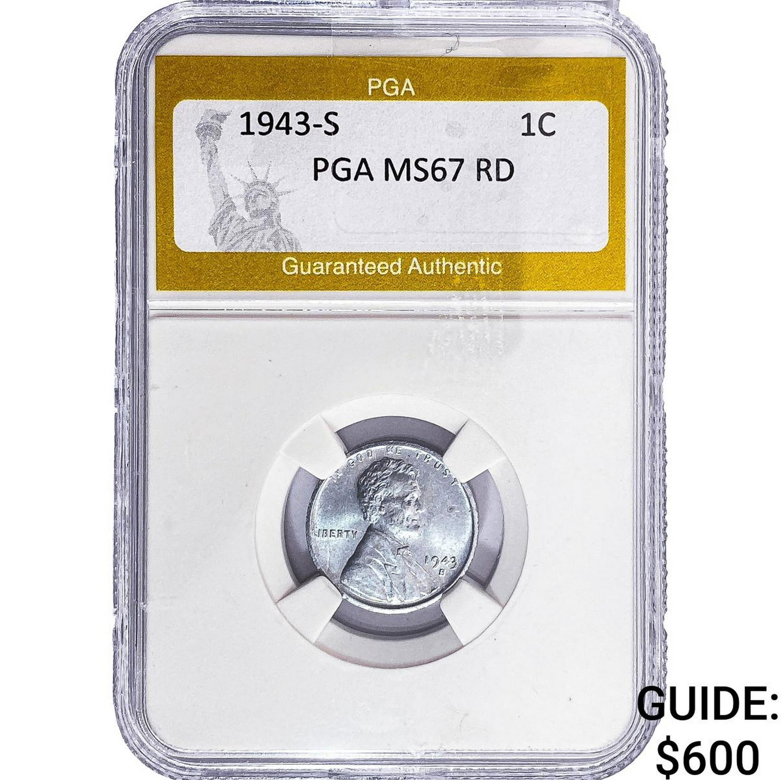 1943-S Wheat Cent PGA MS67 RD: 1943-S Wheat Cent PGA MS67 RD