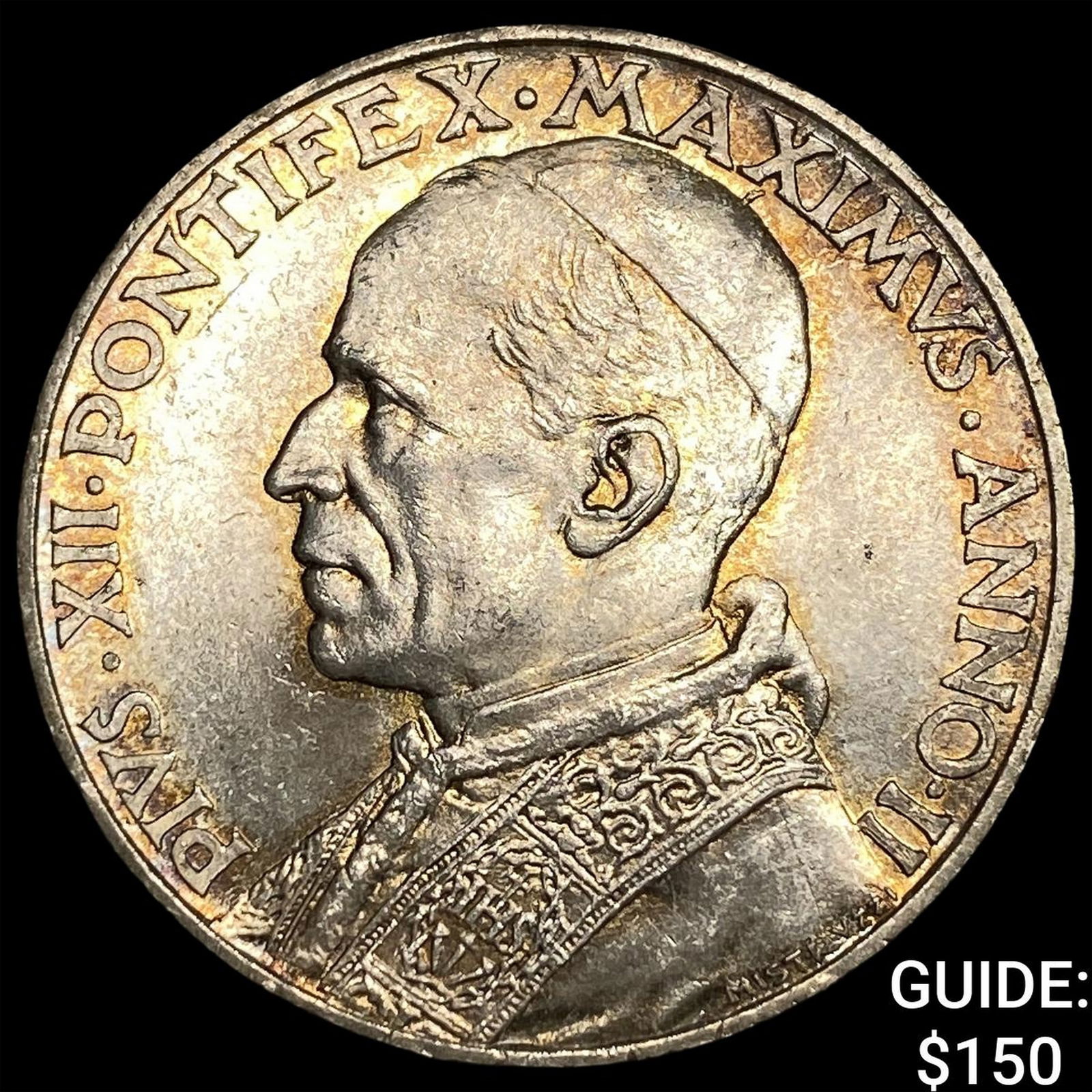 1940 Papal States Pius XII Silver 10 Lire UNCIRCULATED: 1940 Papal States Pius XII Silver 10 Lire UNCIRCULATED