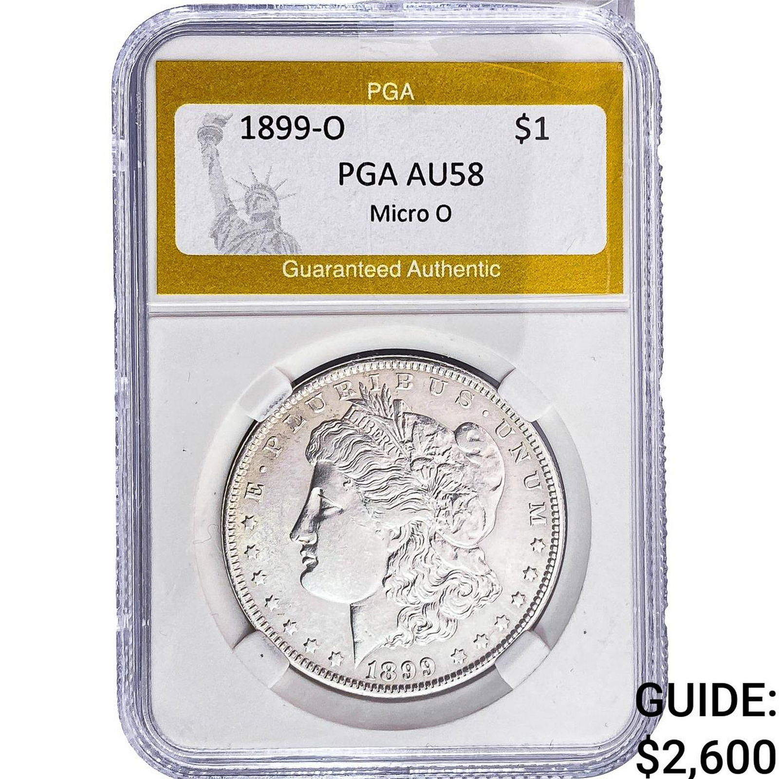 1899-O Morgan Silver Dollar PGA AU58 Micro O: 1899-O Morgan Silver Dollar PGA AU58 Micro O